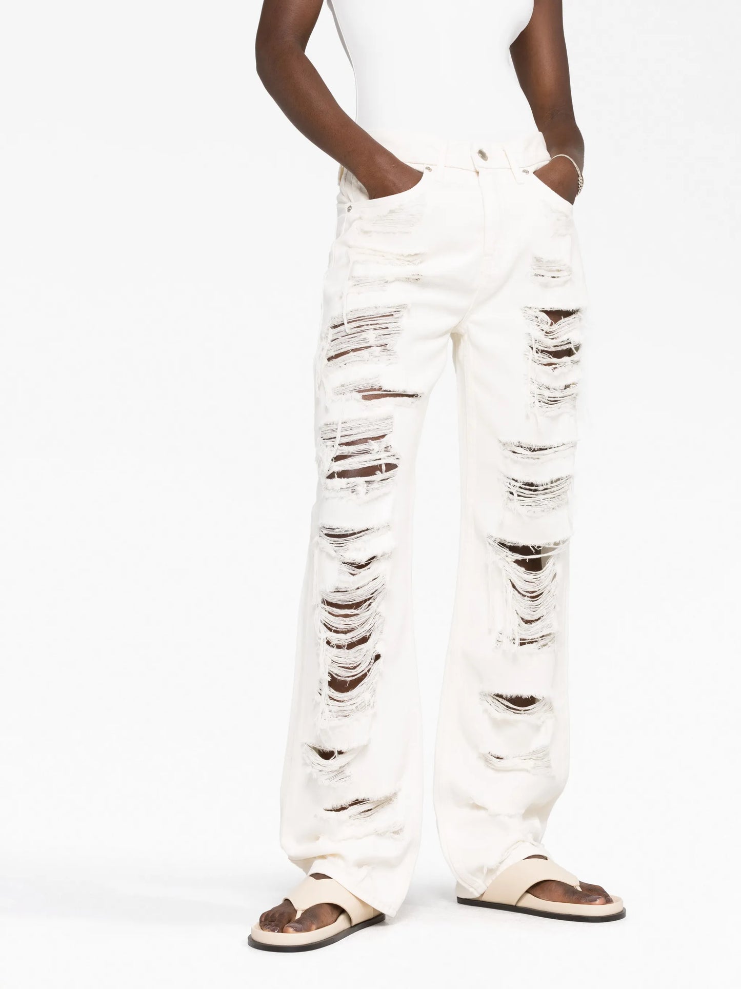 Good 90's Shredded wide-leg jeans