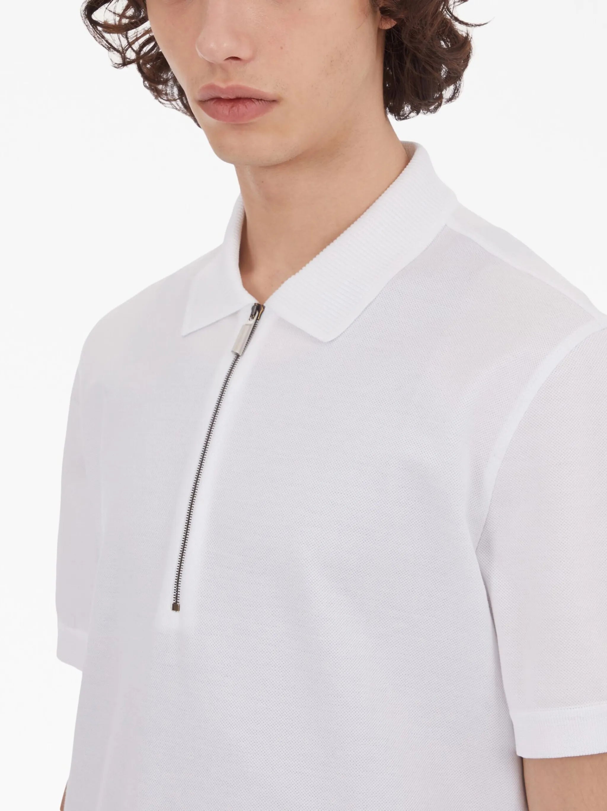 short-zip cotton polo shirt