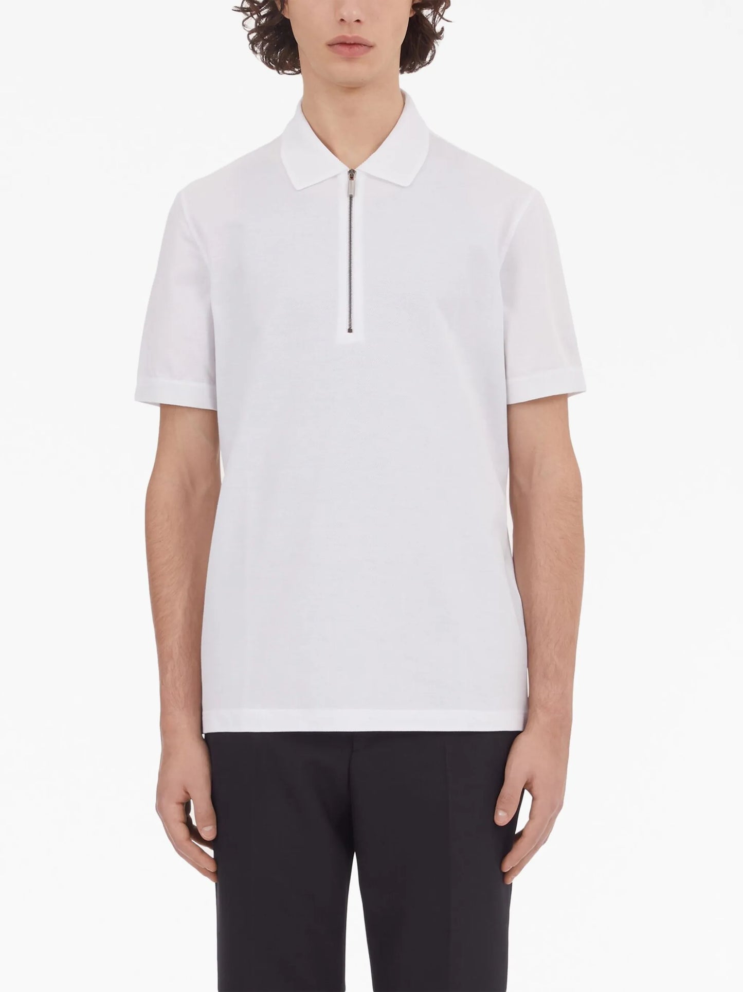 short-zip cotton polo shirt