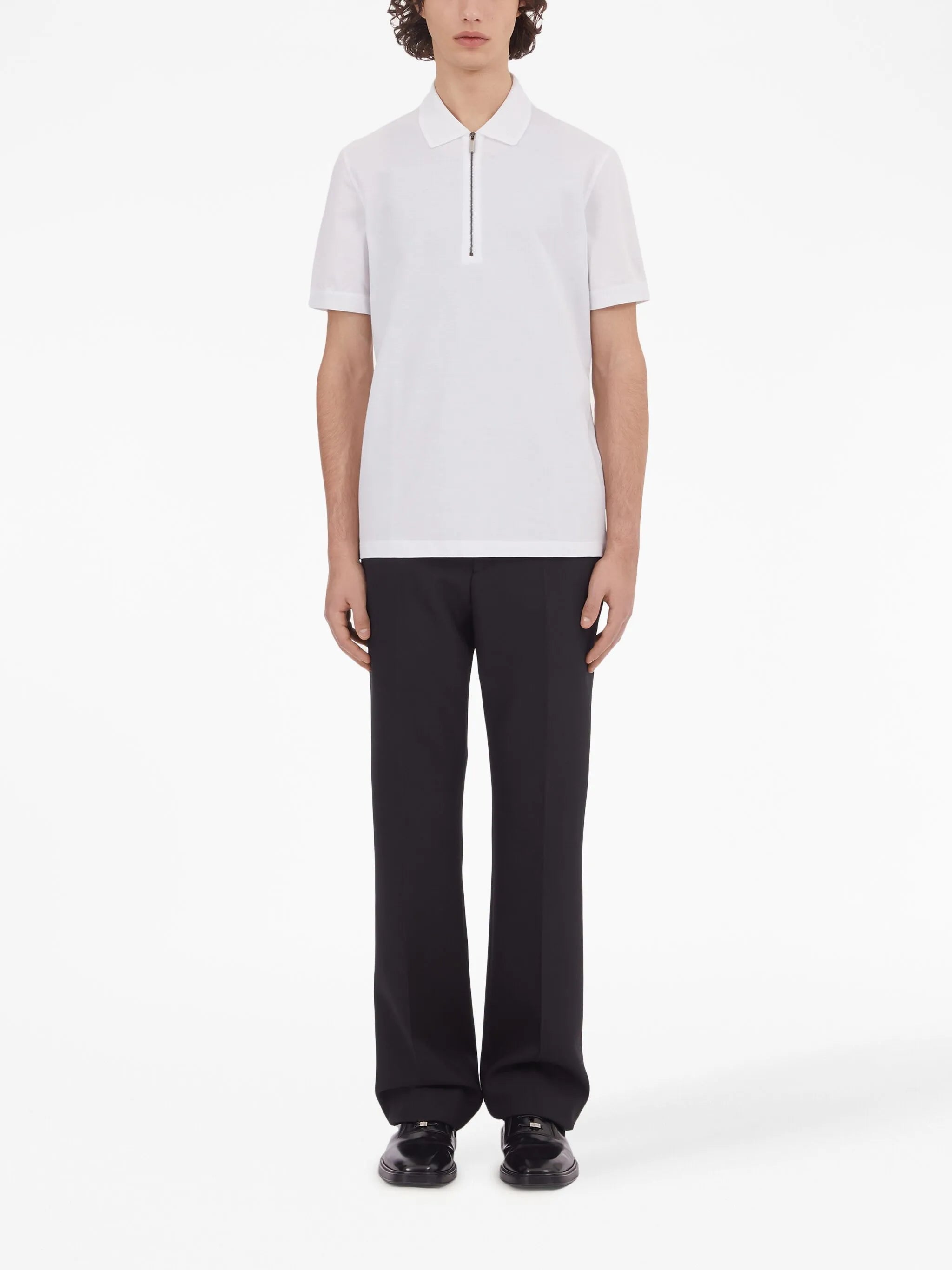 short-zip cotton polo shirt