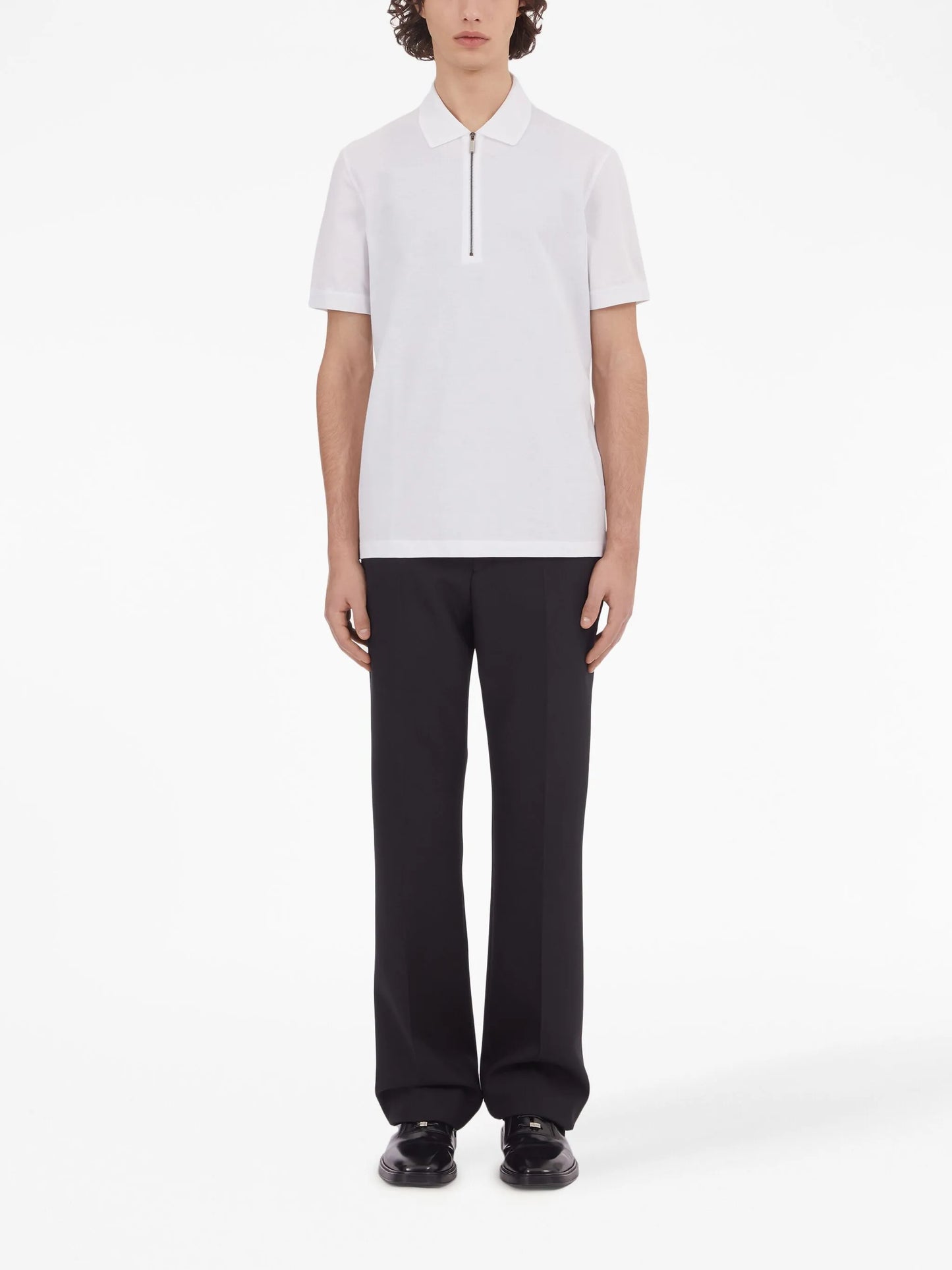 short-zip cotton polo shirt
