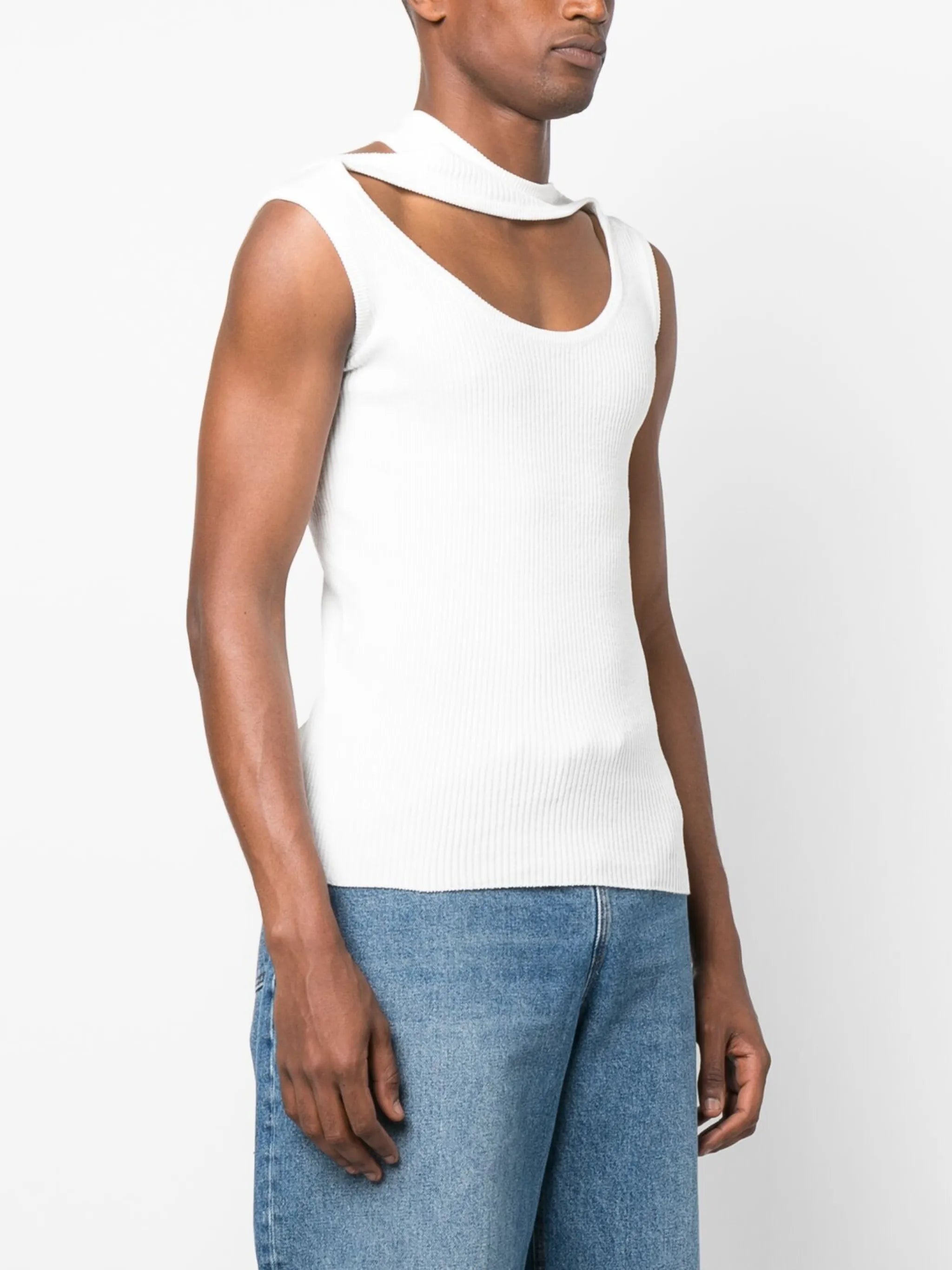 Triple Collar ribbed tank top
