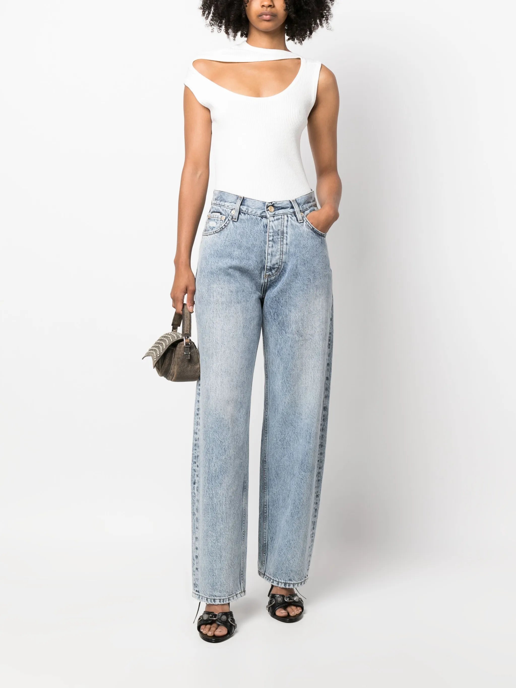 Triple Collar ribbed tank top