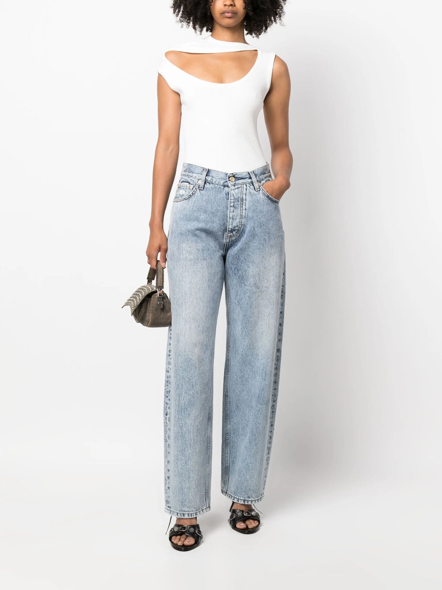 Triple Collar ribbed tank top