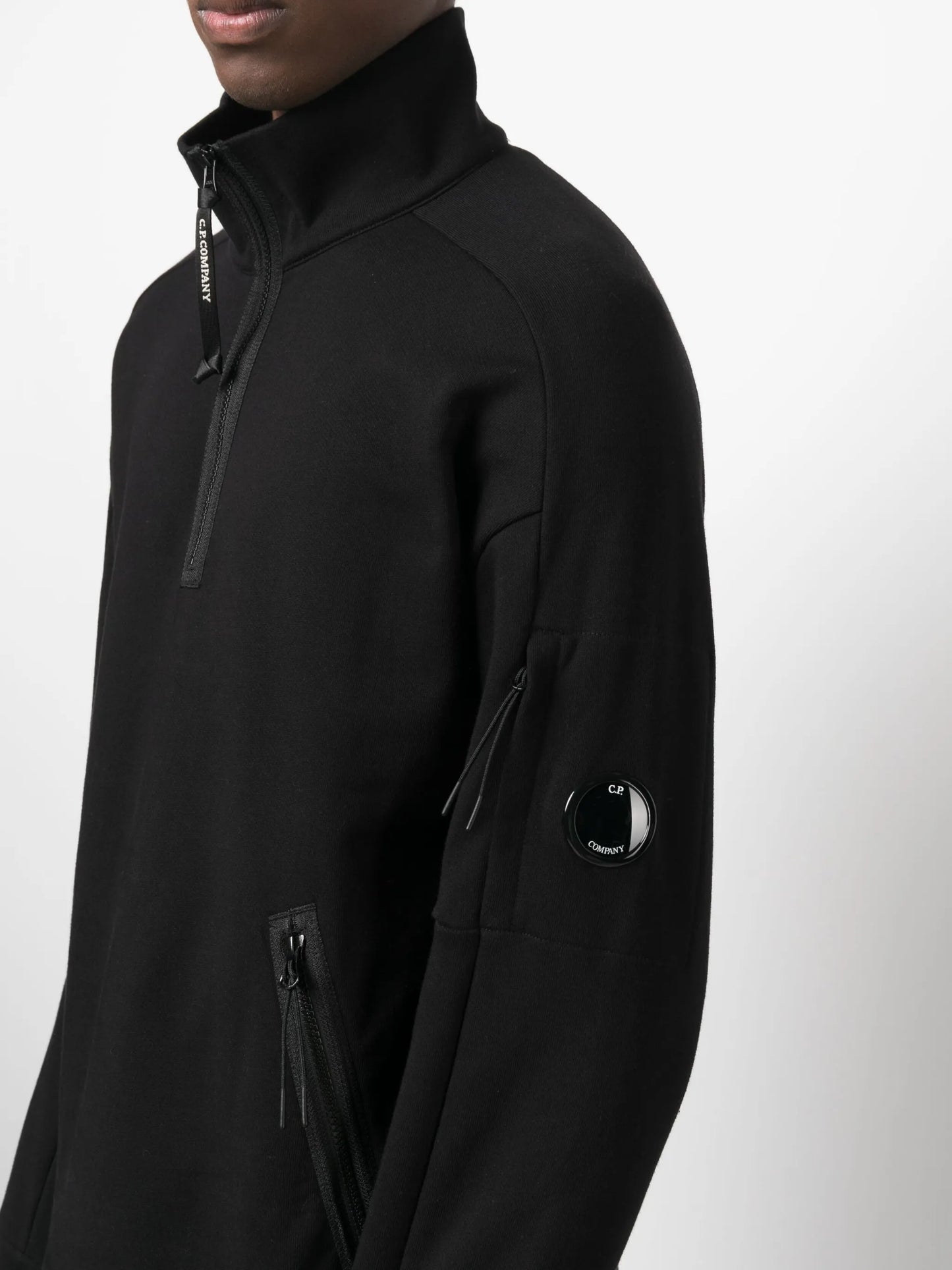 Lens-detail jersey-fleece jumper