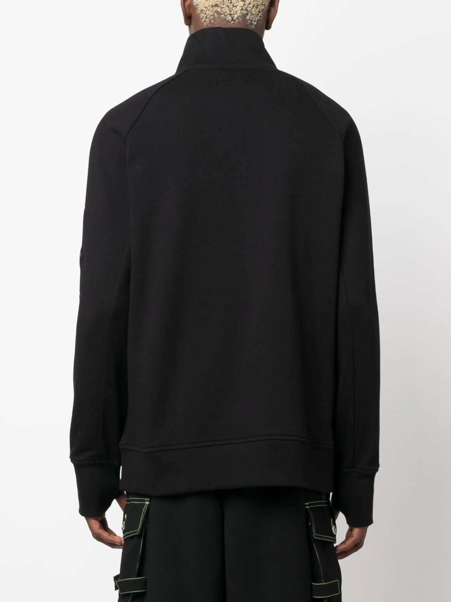 Lens-detail jersey-fleece jumper