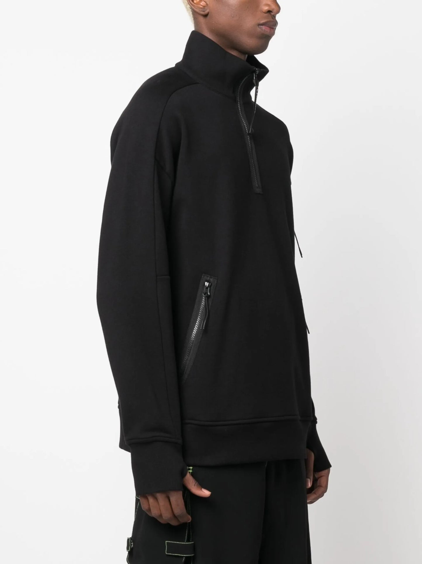 Lens-detail jersey-fleece jumper