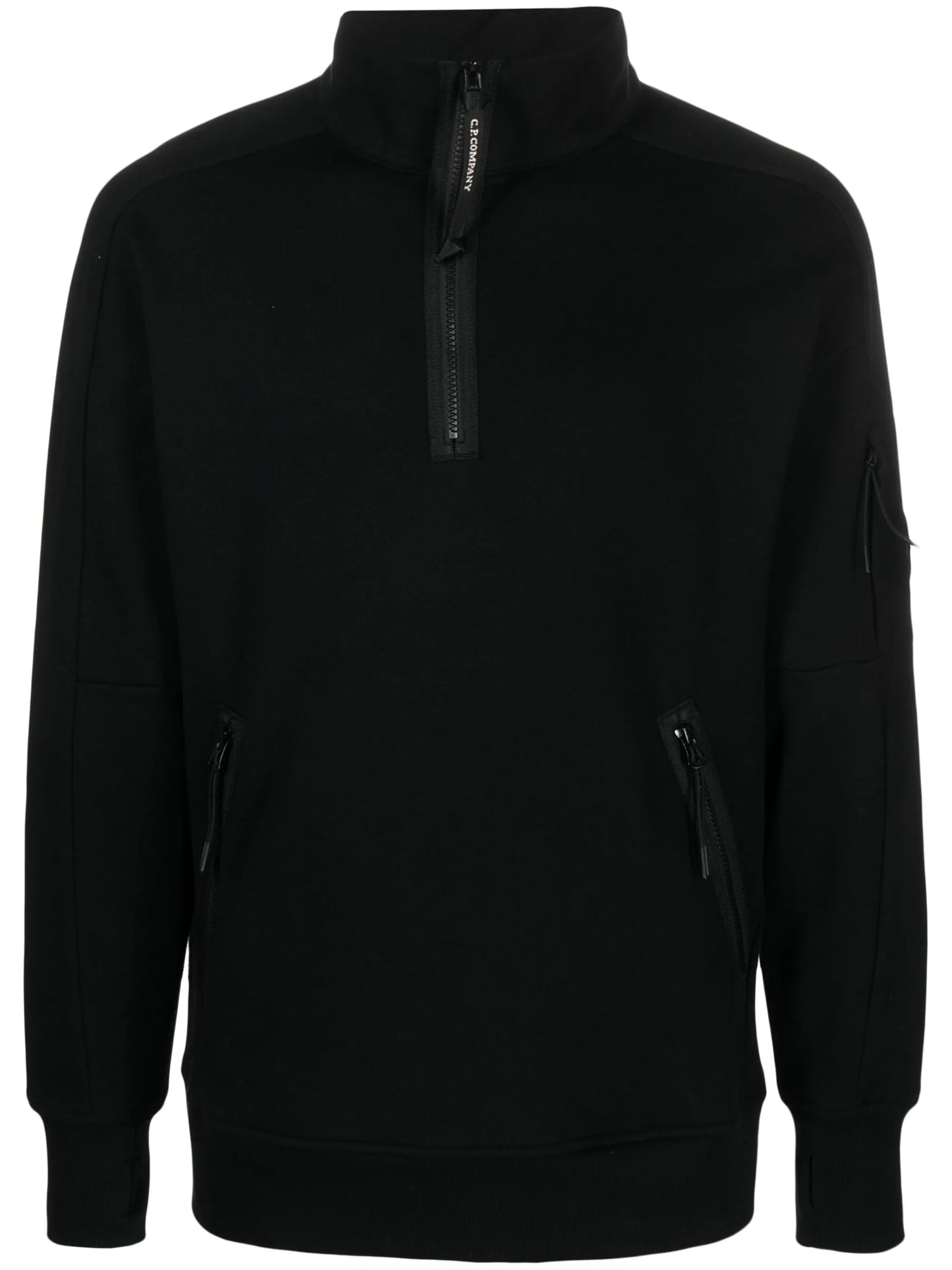Lens-detail jersey-fleece jumper