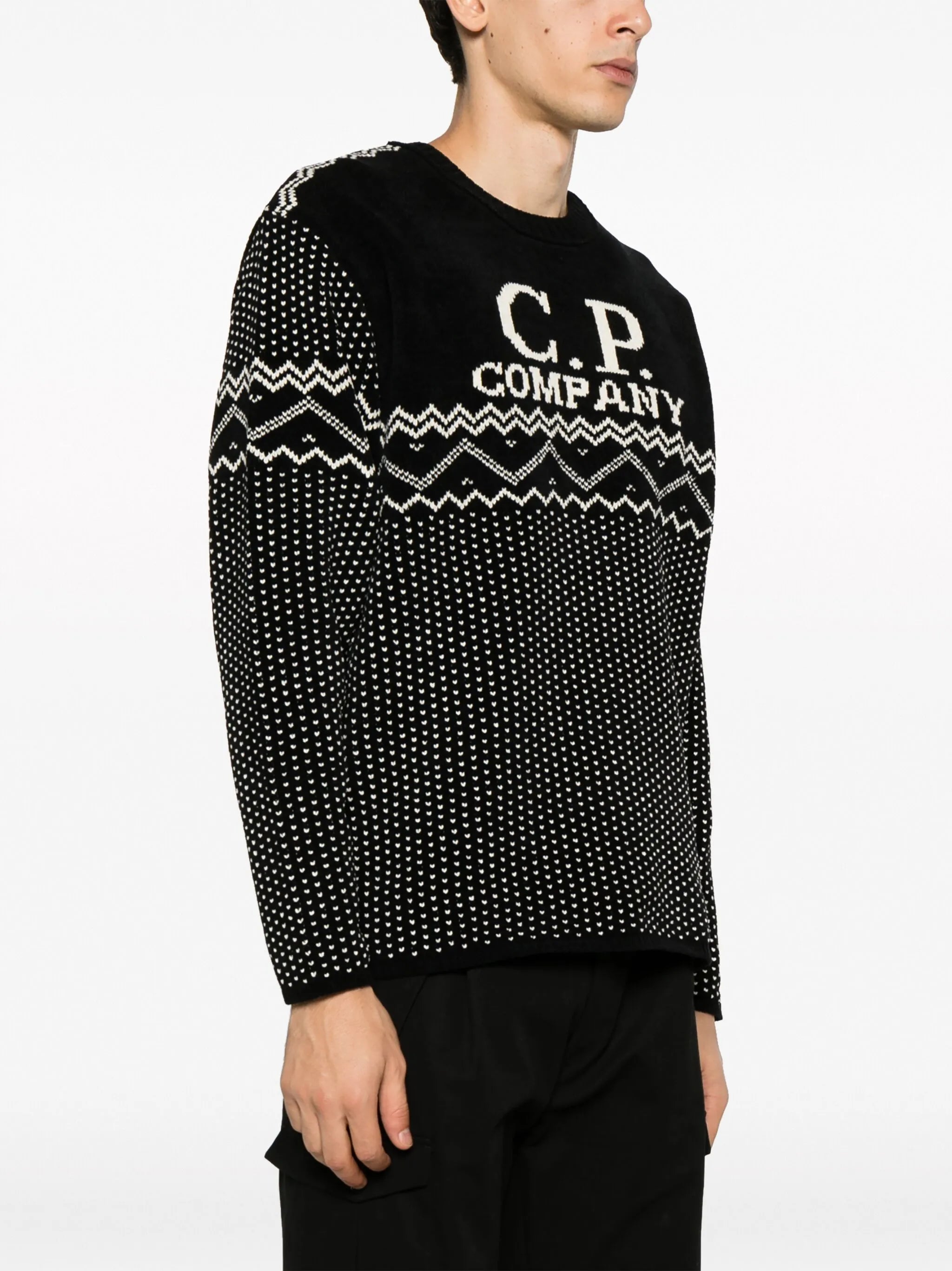 logo-intarsia cotton jumper