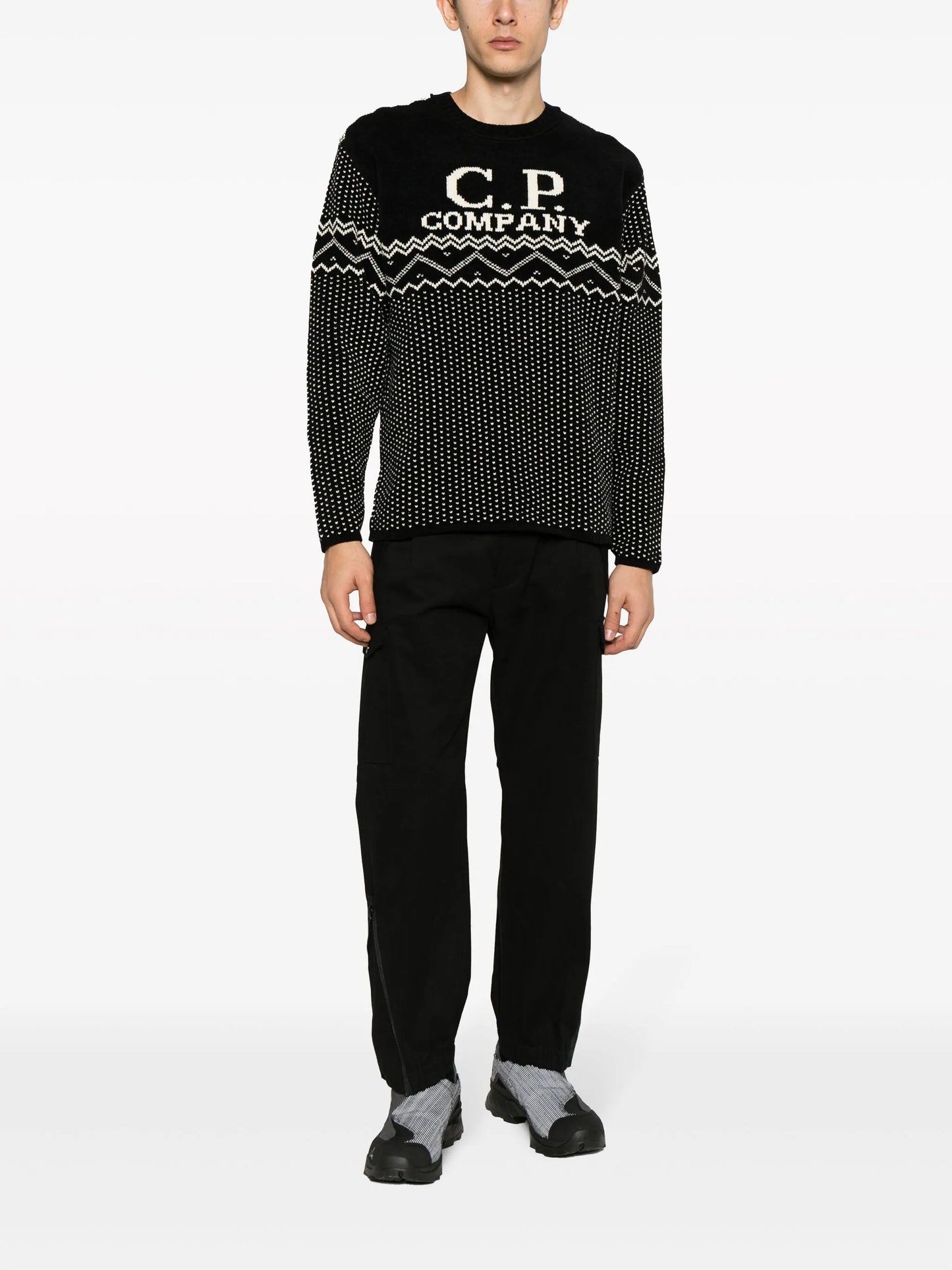 logo-intarsia cotton jumper
