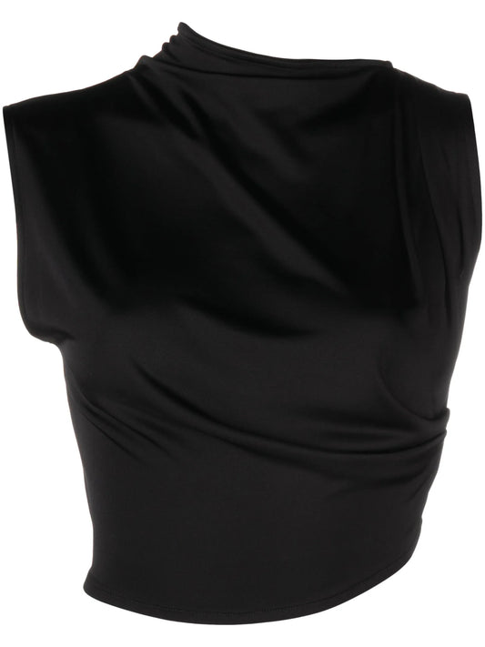 asymmetric draped crop top