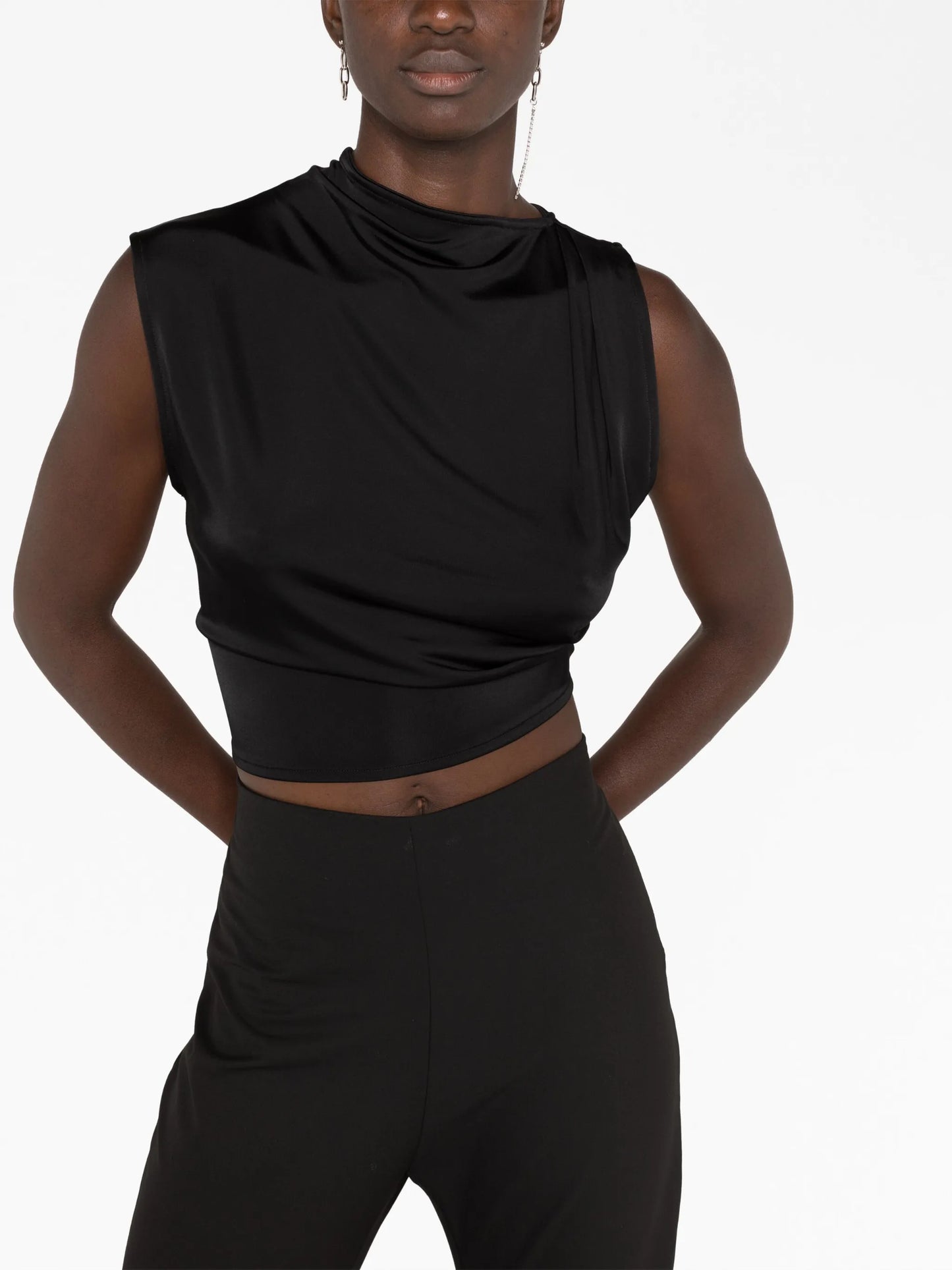 asymmetric draped crop top