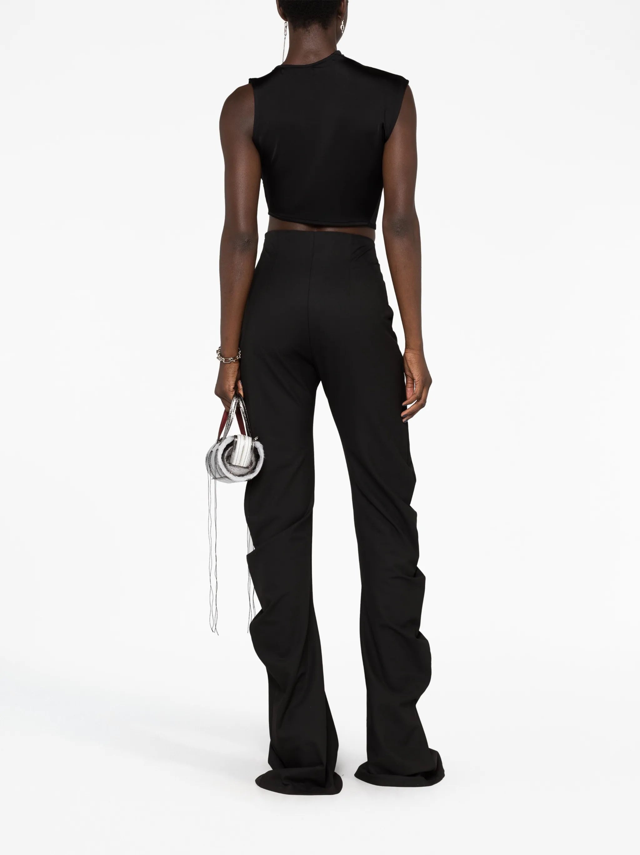 asymmetric draped crop top