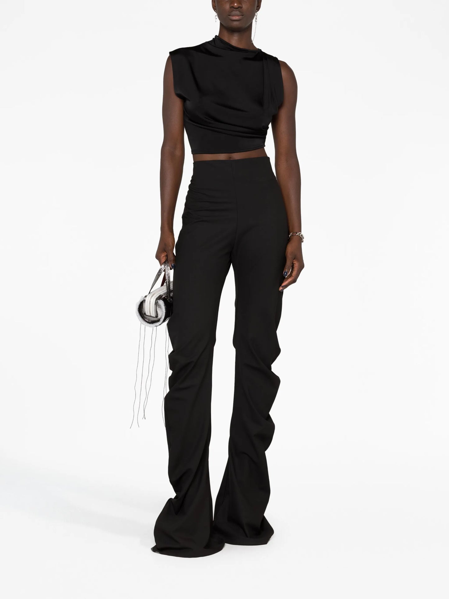 asymmetric draped crop top