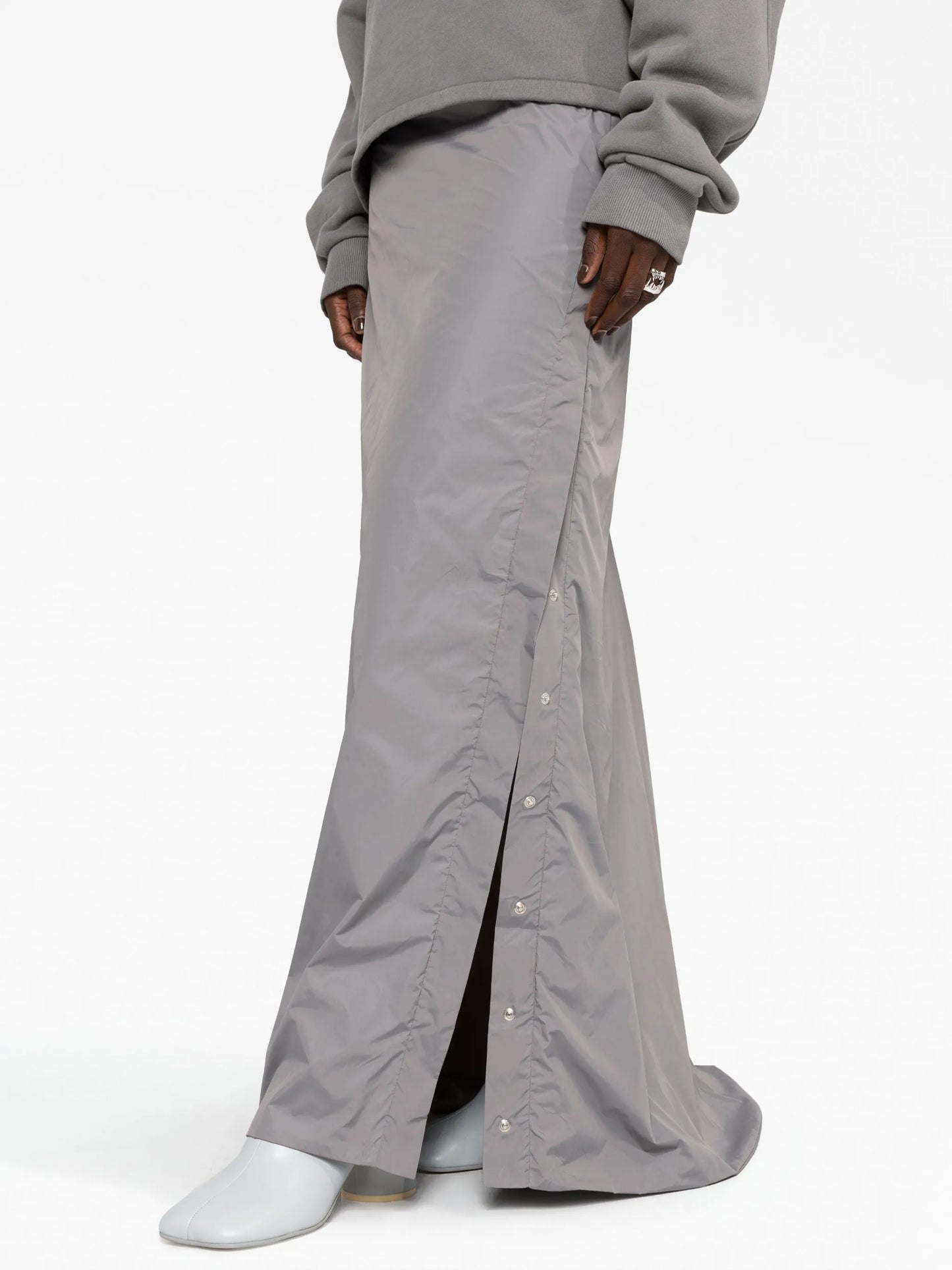 press-stud button maxi skirt
