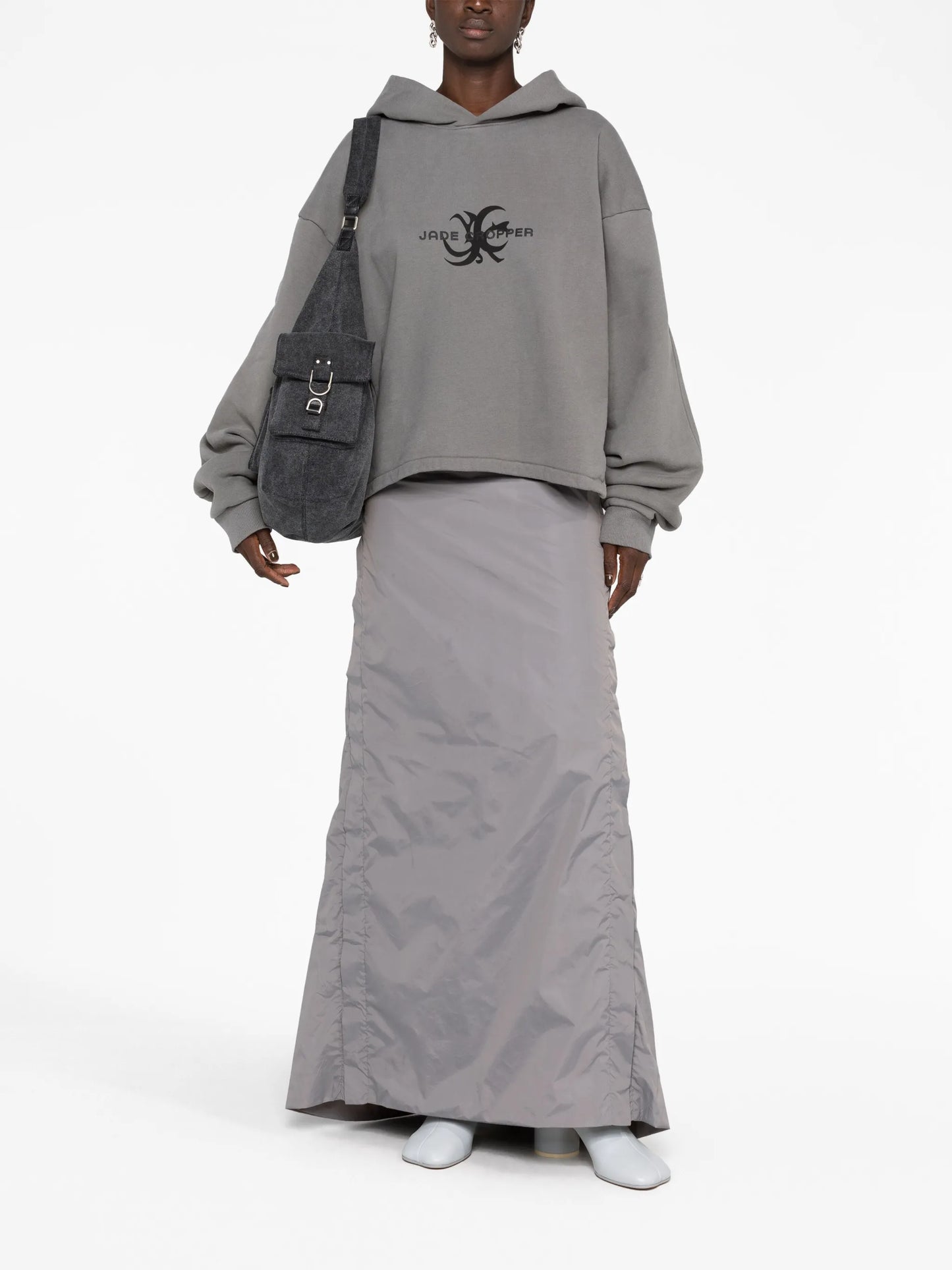 press-stud button maxi skirt
