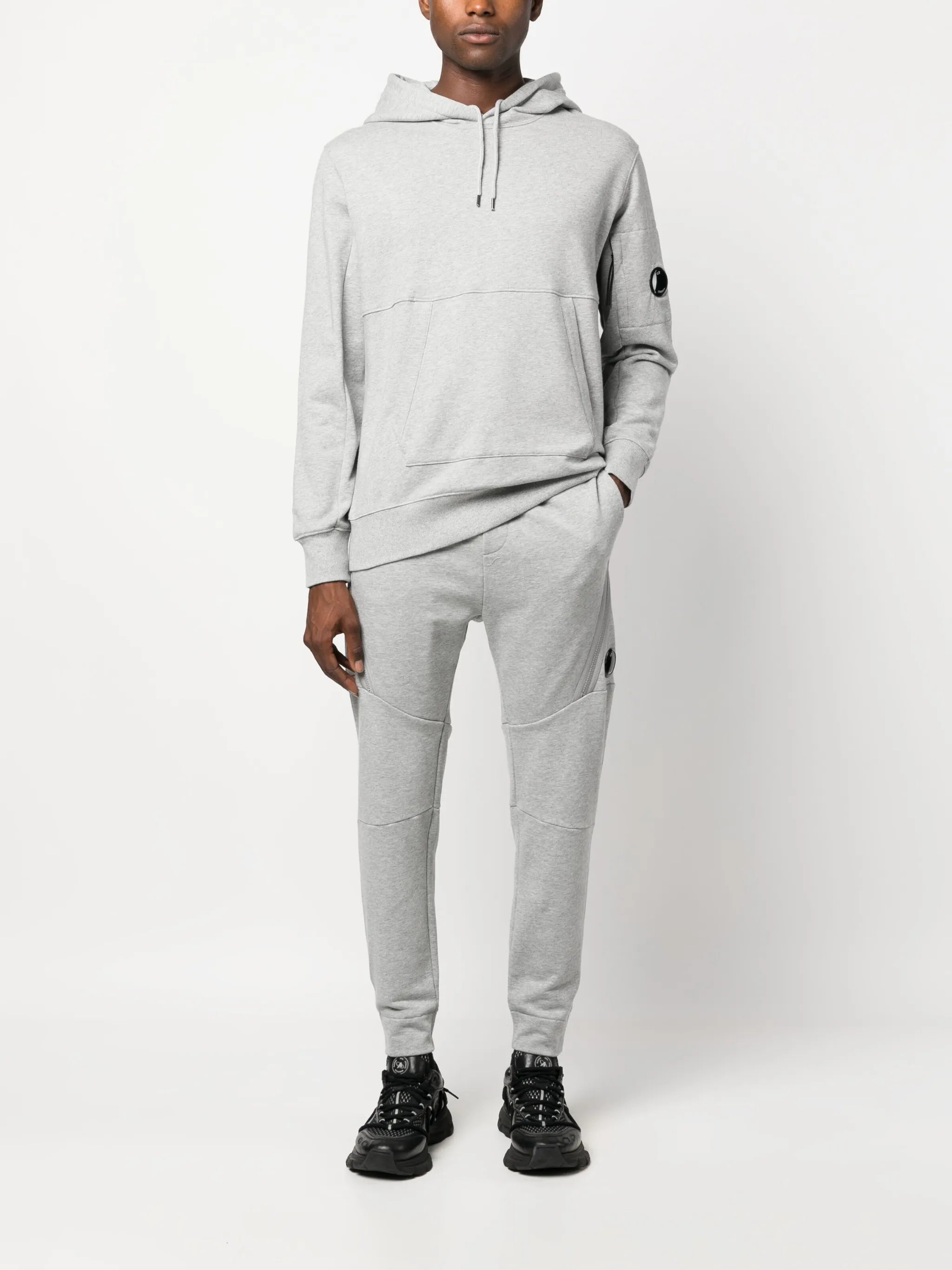 Lens-detail cotton hoodie