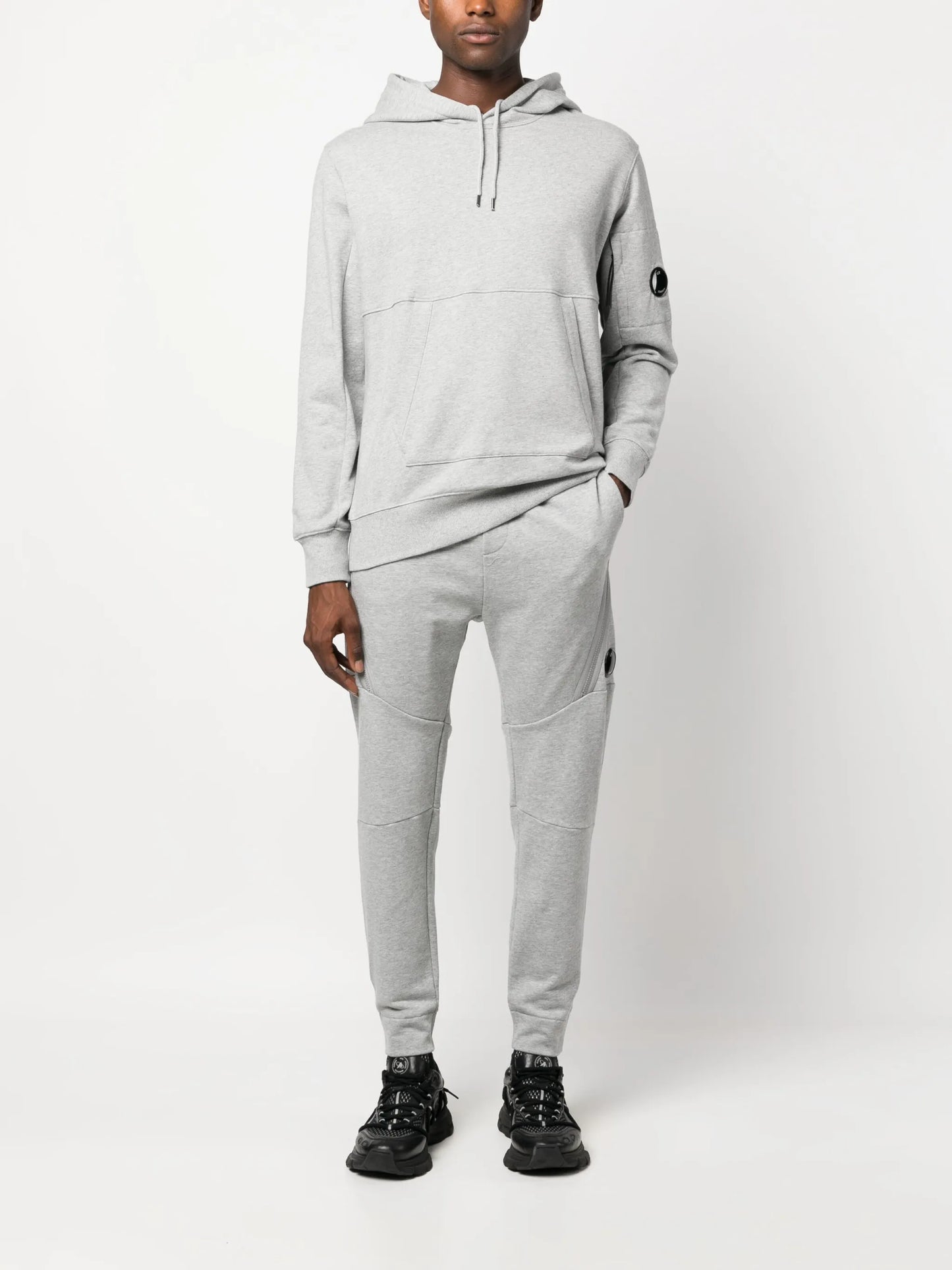 Lens-detail cotton hoodie