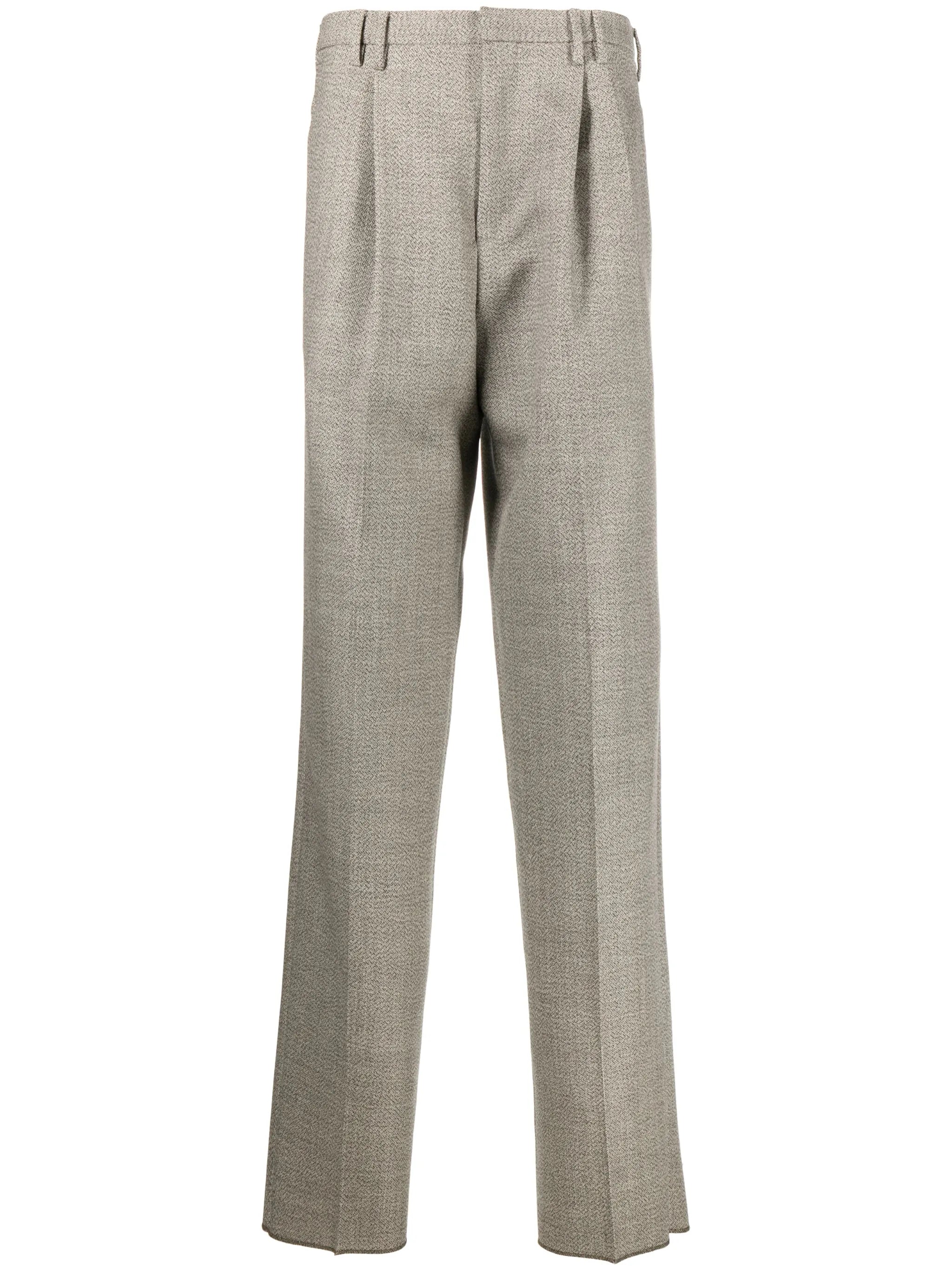 tapered-leg tweed tailored trousers