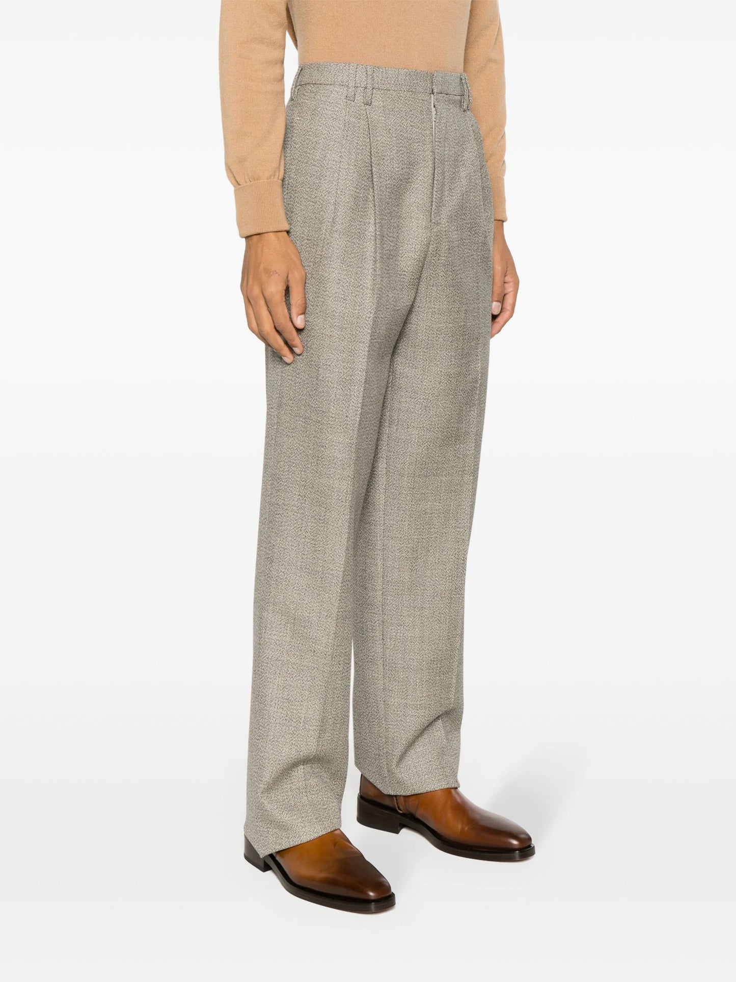 tapered-leg tweed tailored trousers