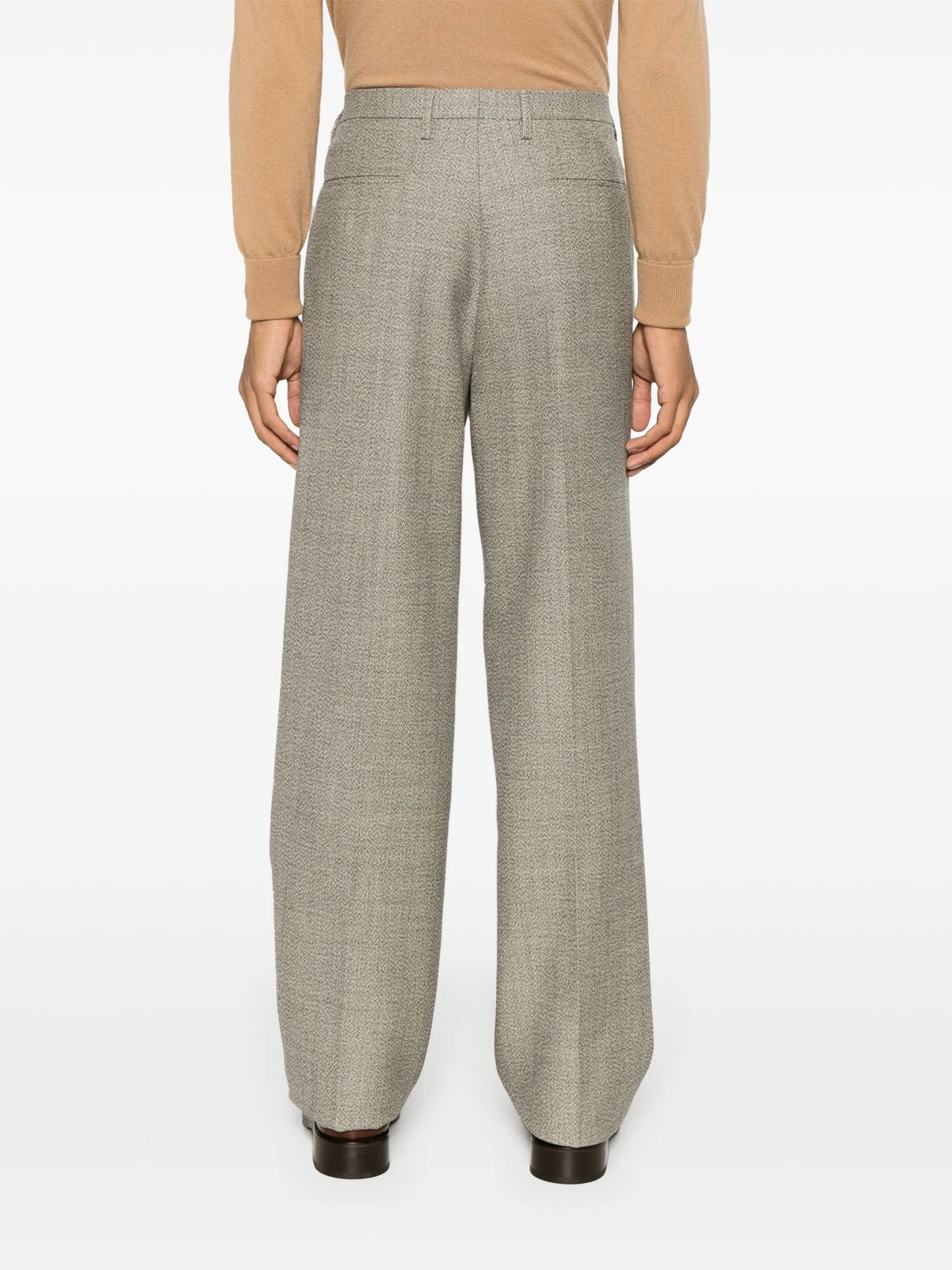 tapered-leg tweed tailored trousers