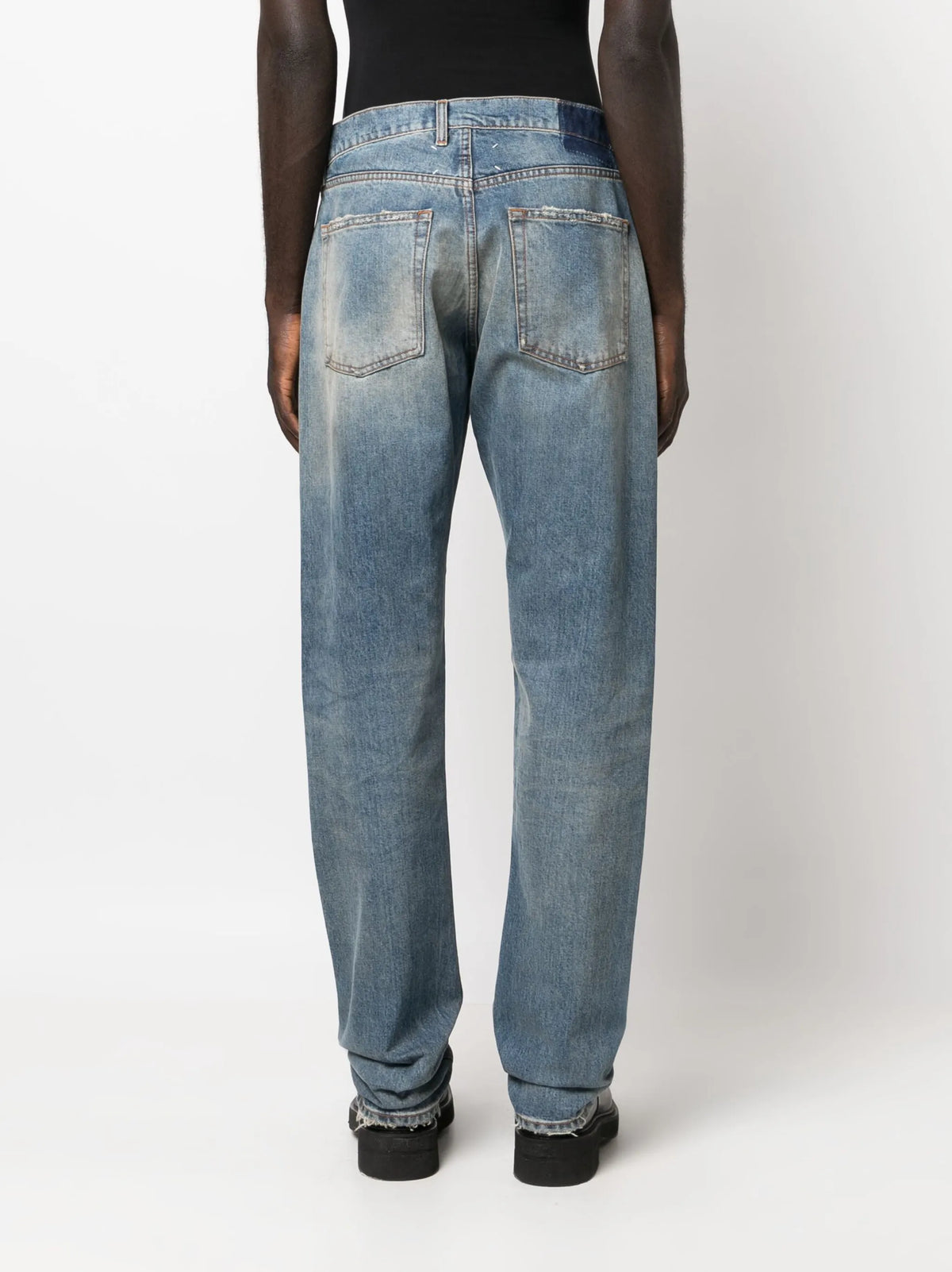 distressed straight-leg jeans