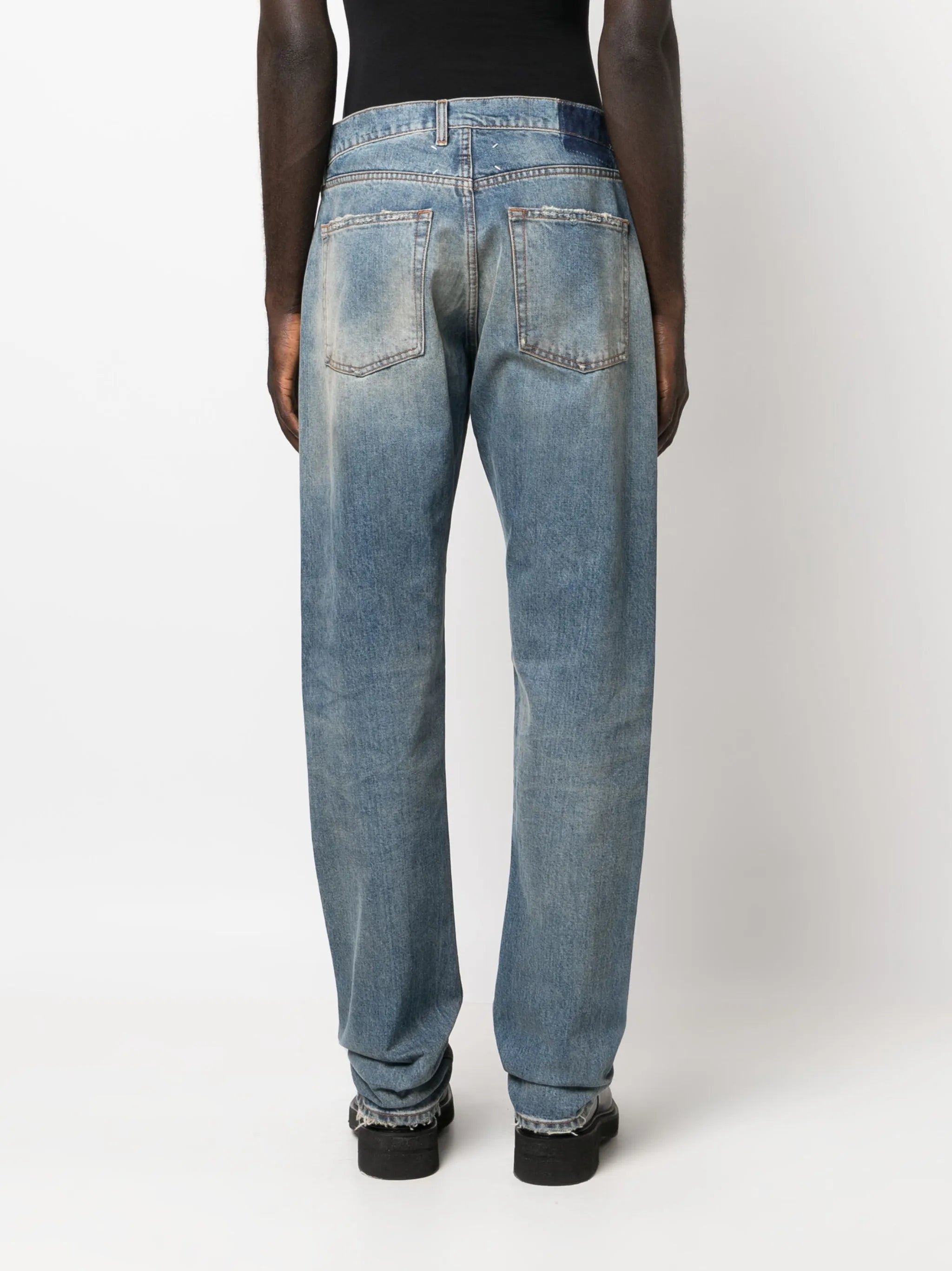 distressed straight-leg jeans