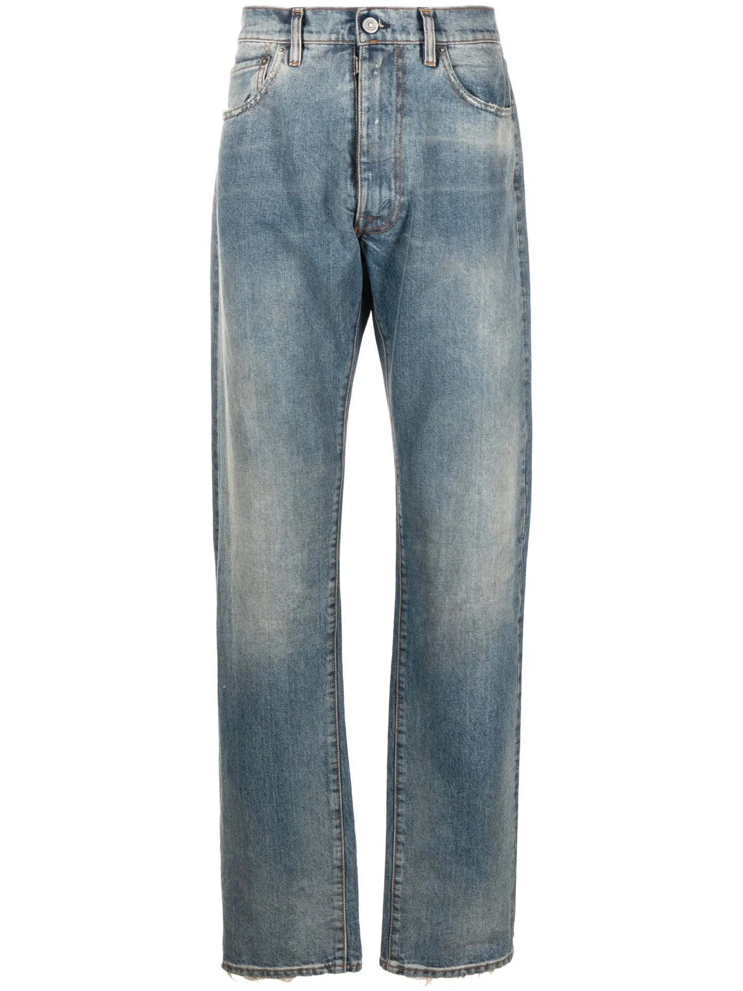 distressed straight-leg jeans