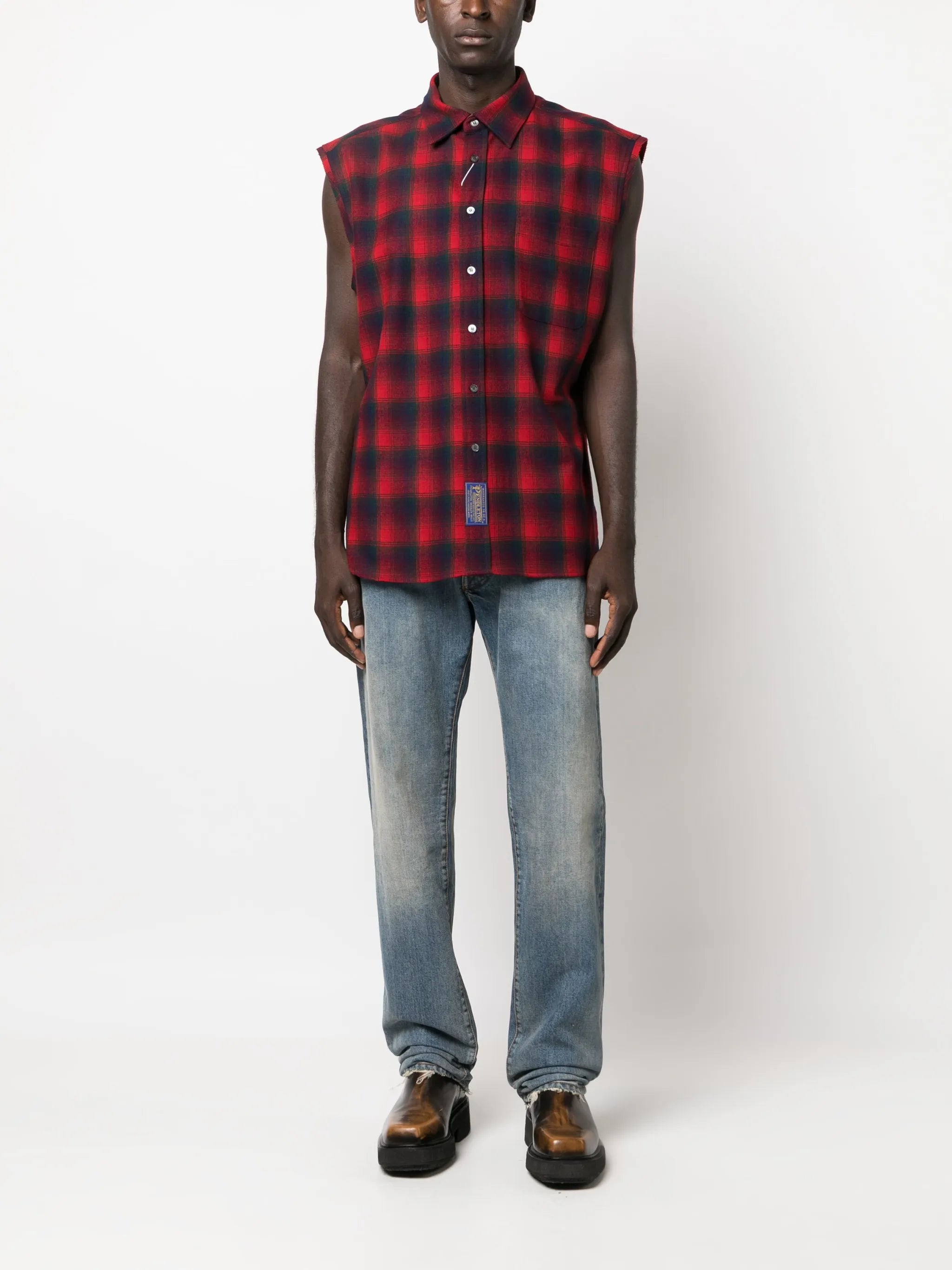 distressed straight-leg jeans