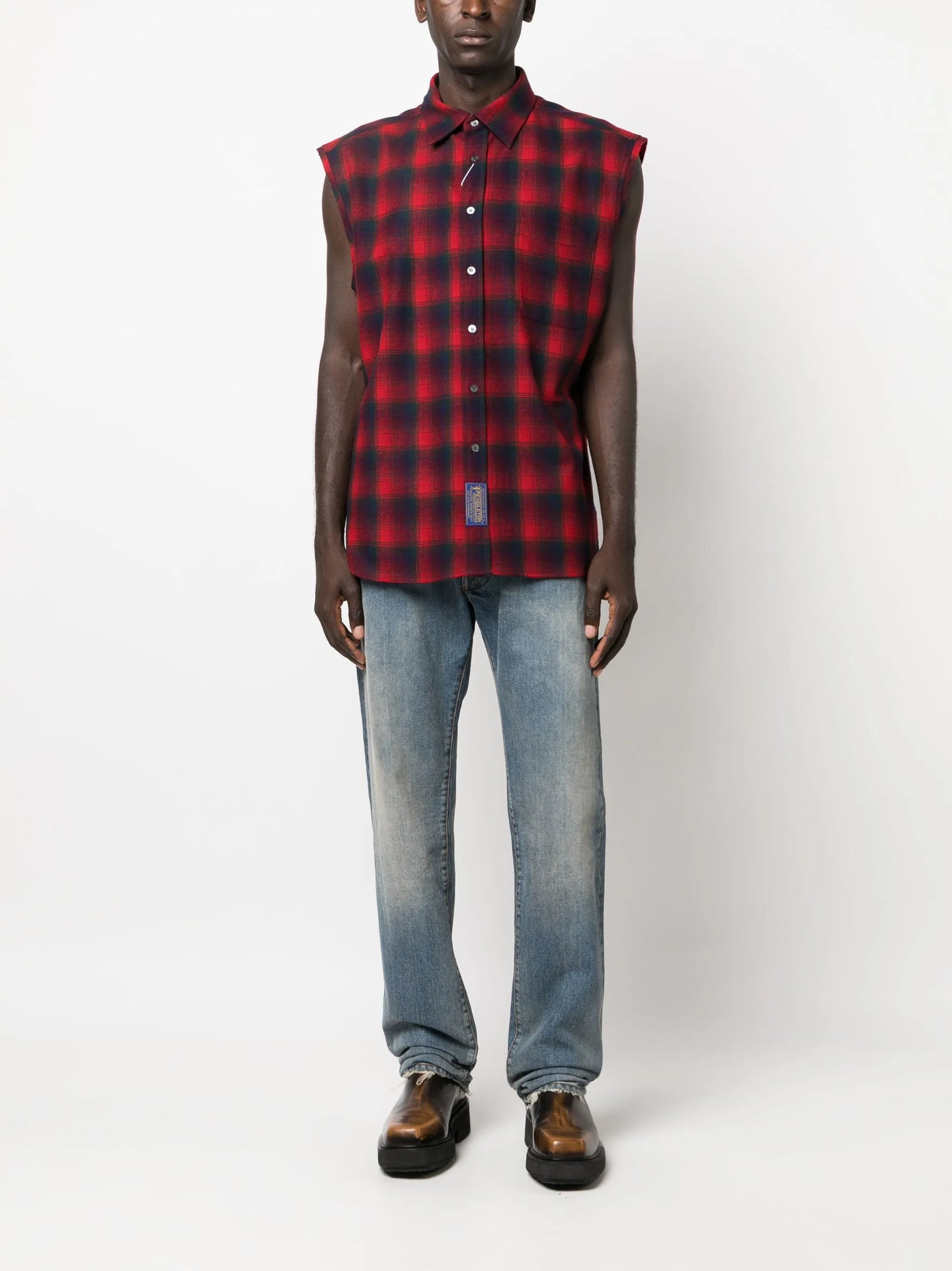 distressed straight-leg jeans