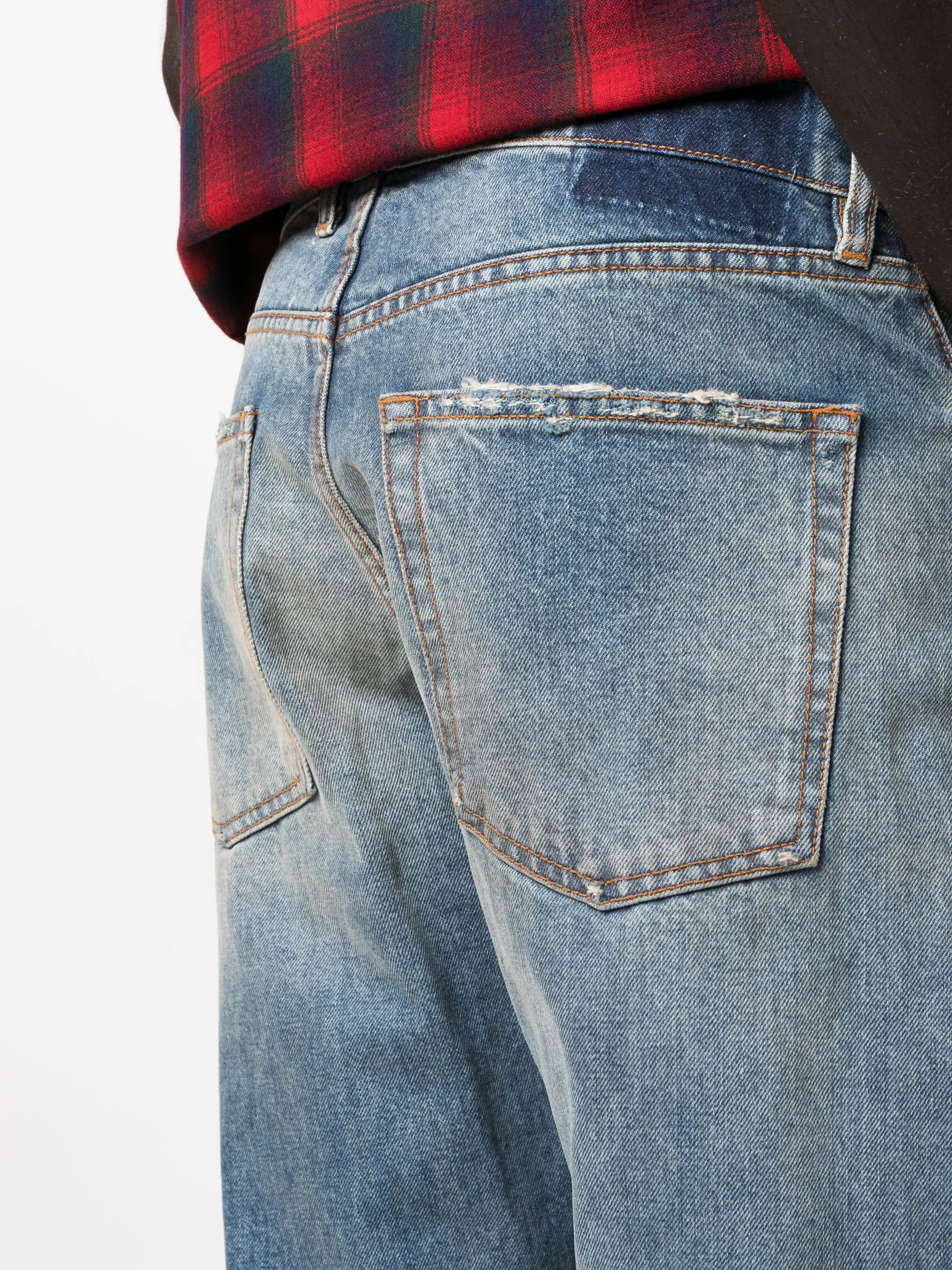 distressed straight-leg jeans