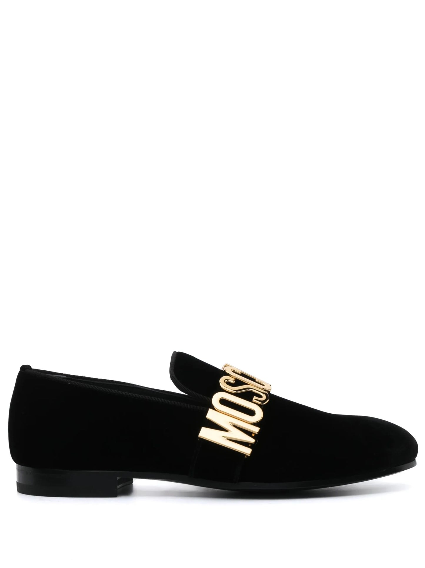 logo-lettering leather loafers