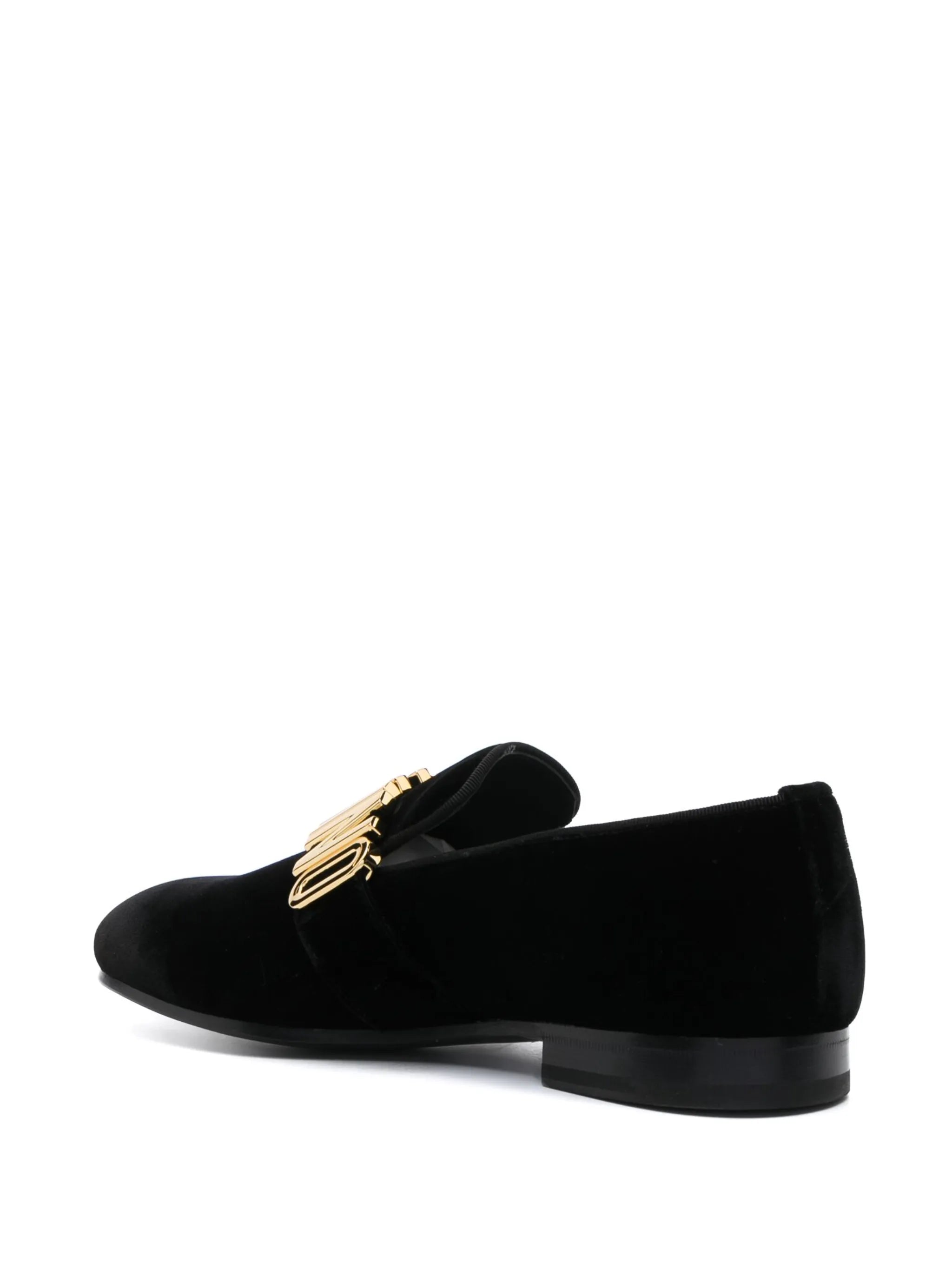 logo-lettering leather loafers