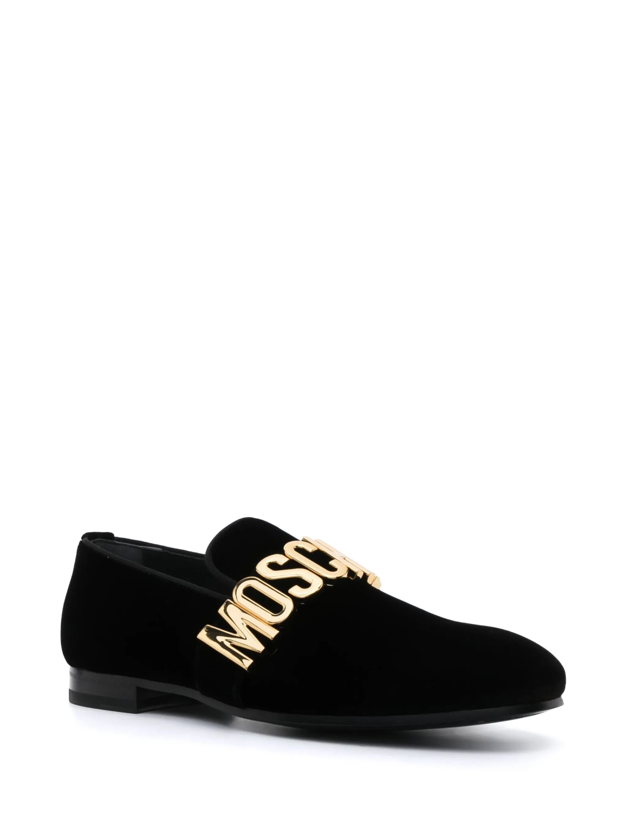 logo-lettering leather loafers