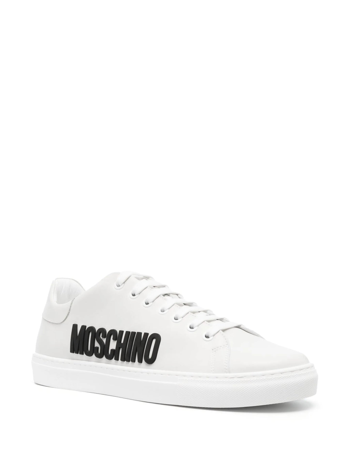 logo-embossed lace-up leather sneakers