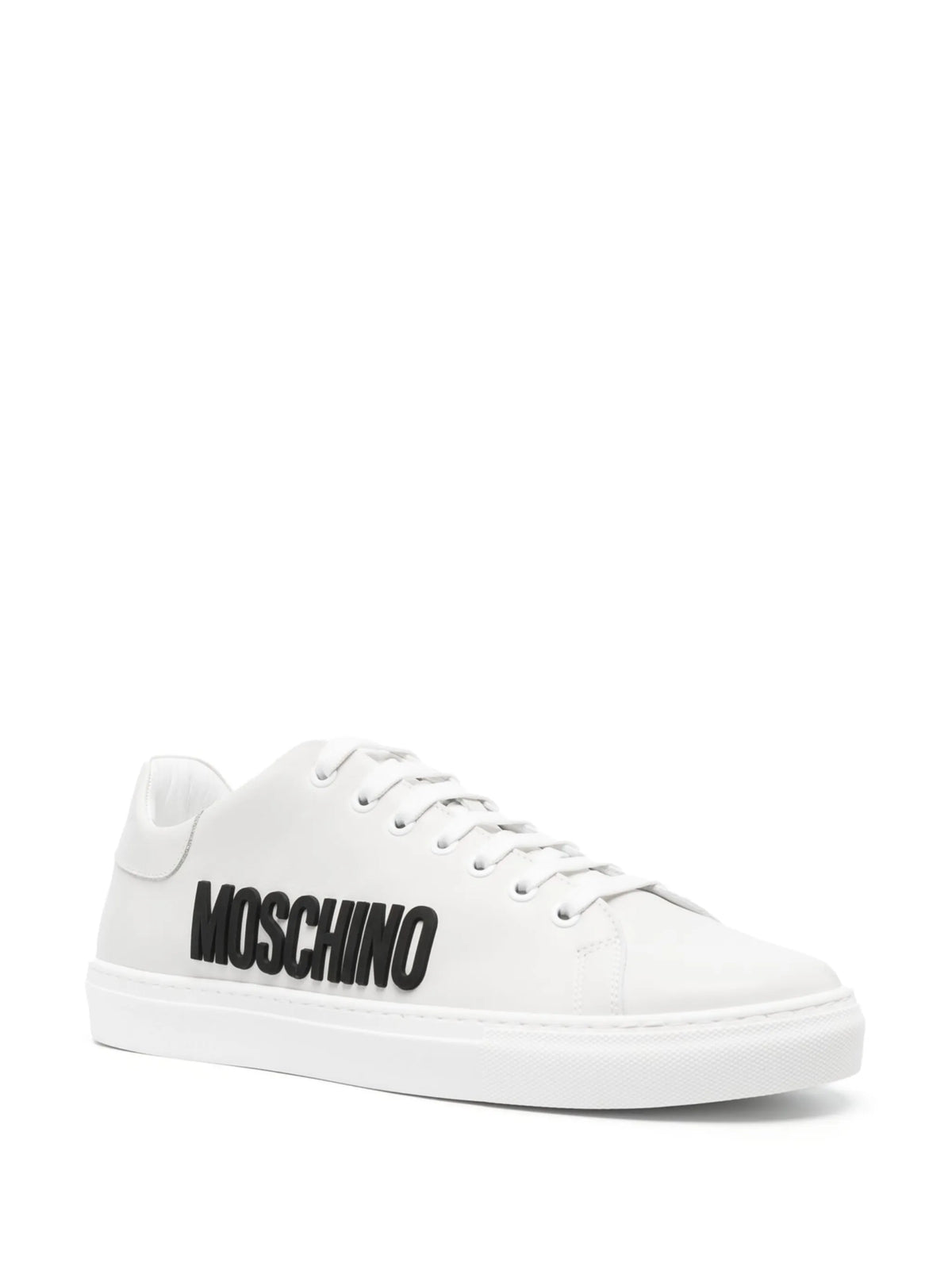 logo-embossed lace-up leather sneakers