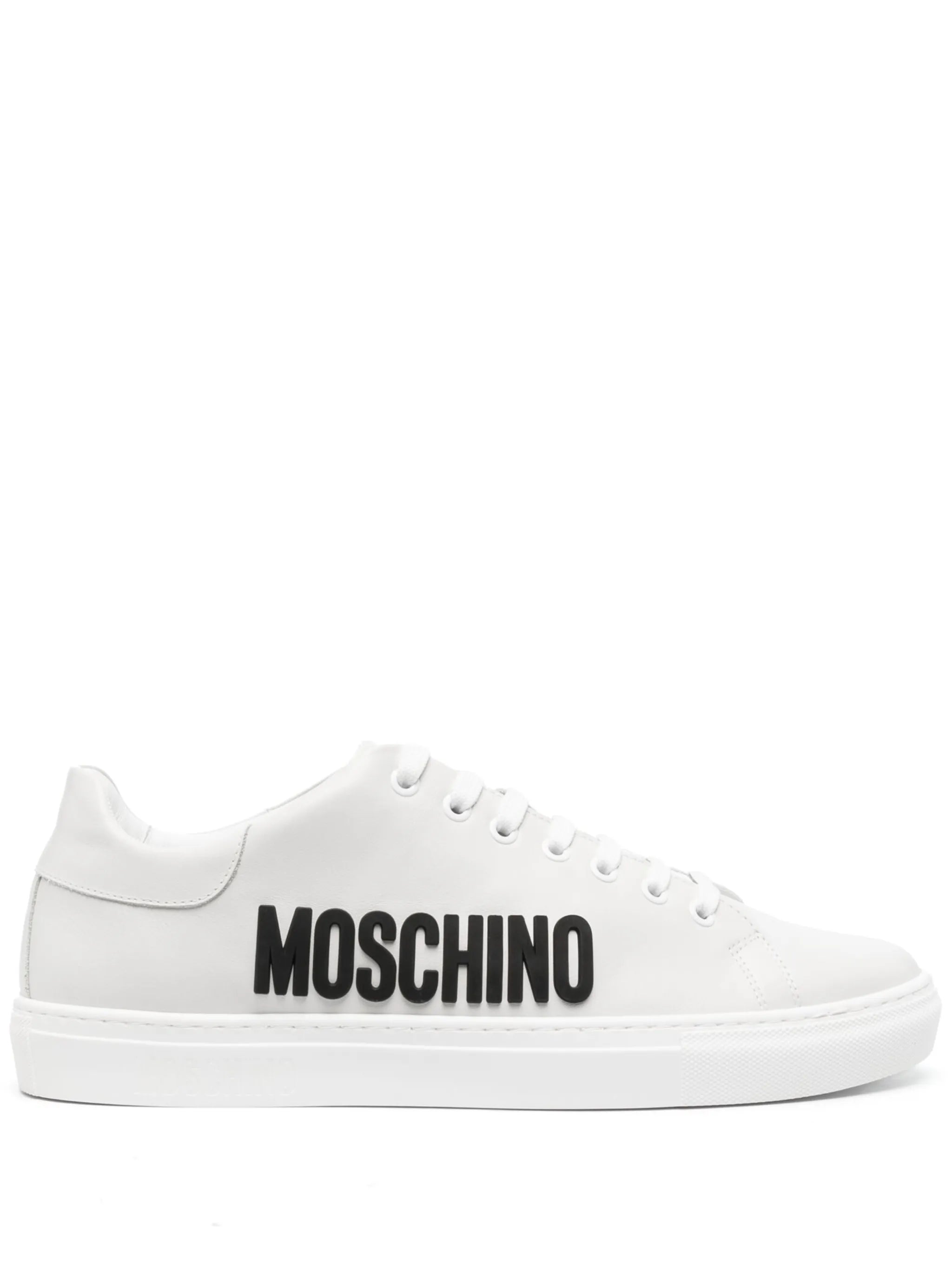 logo-embossed lace-up leather sneakers