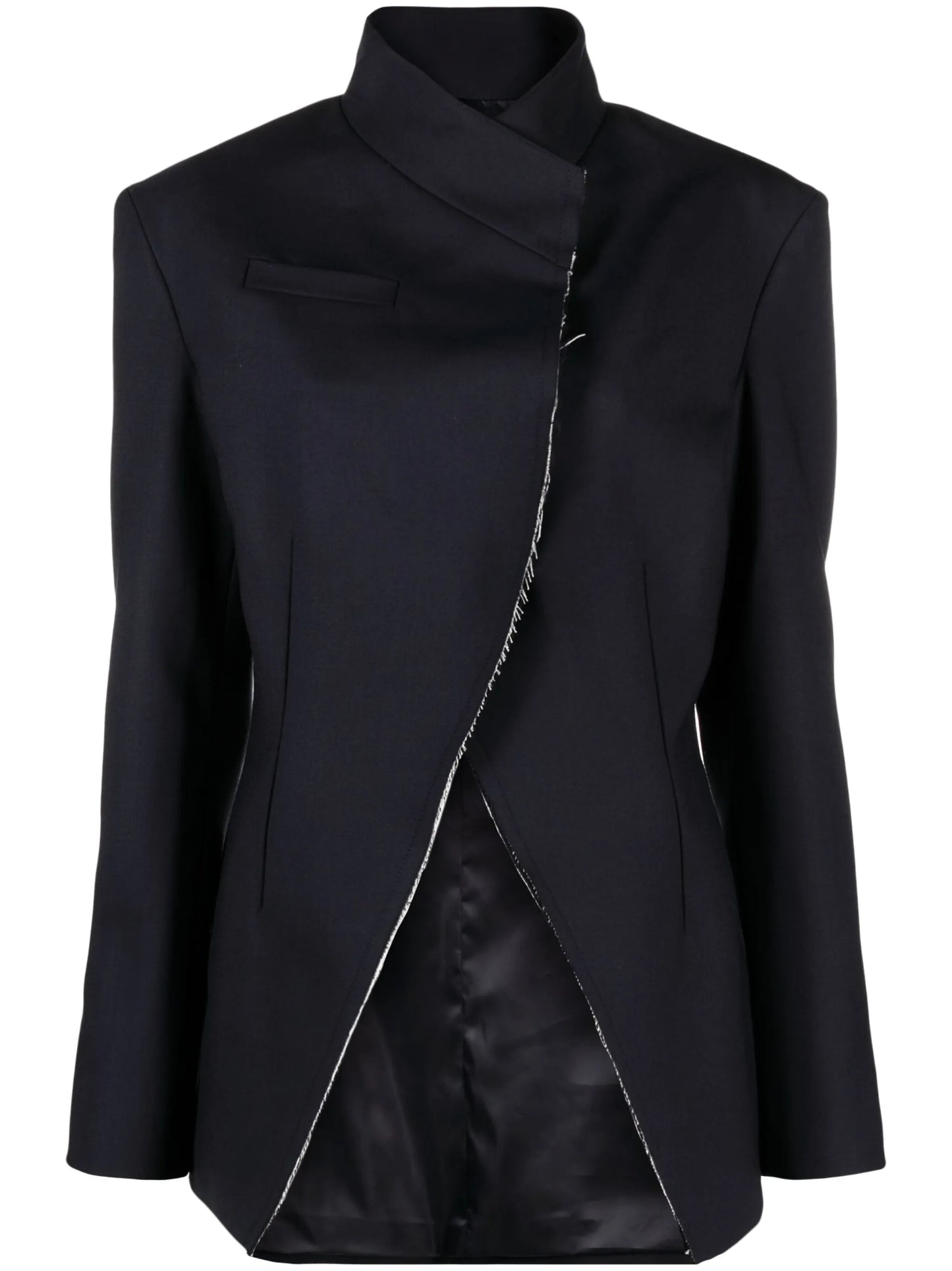 raw-edge single-breasted blazer