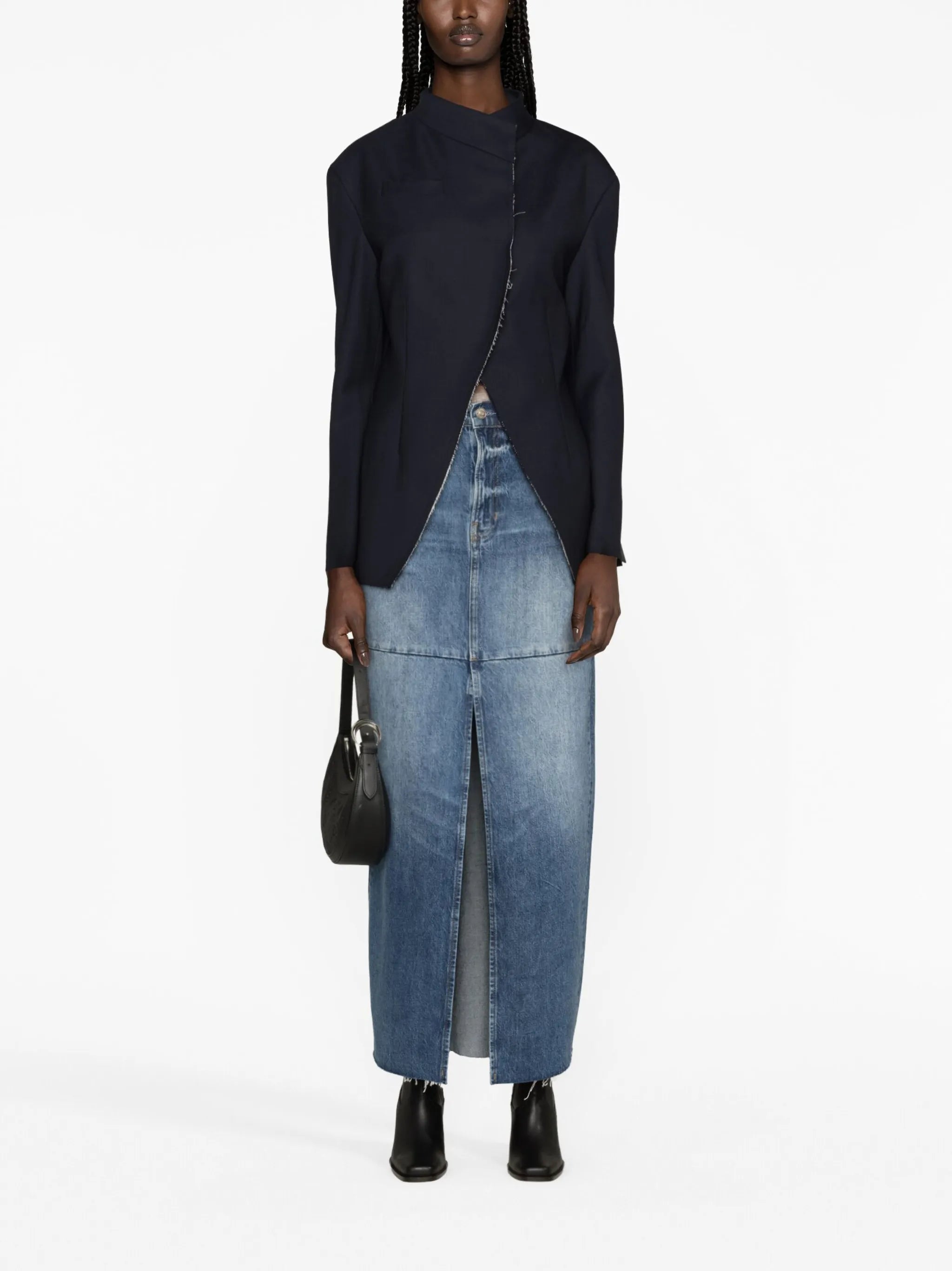 raw-edge single-breasted blazer