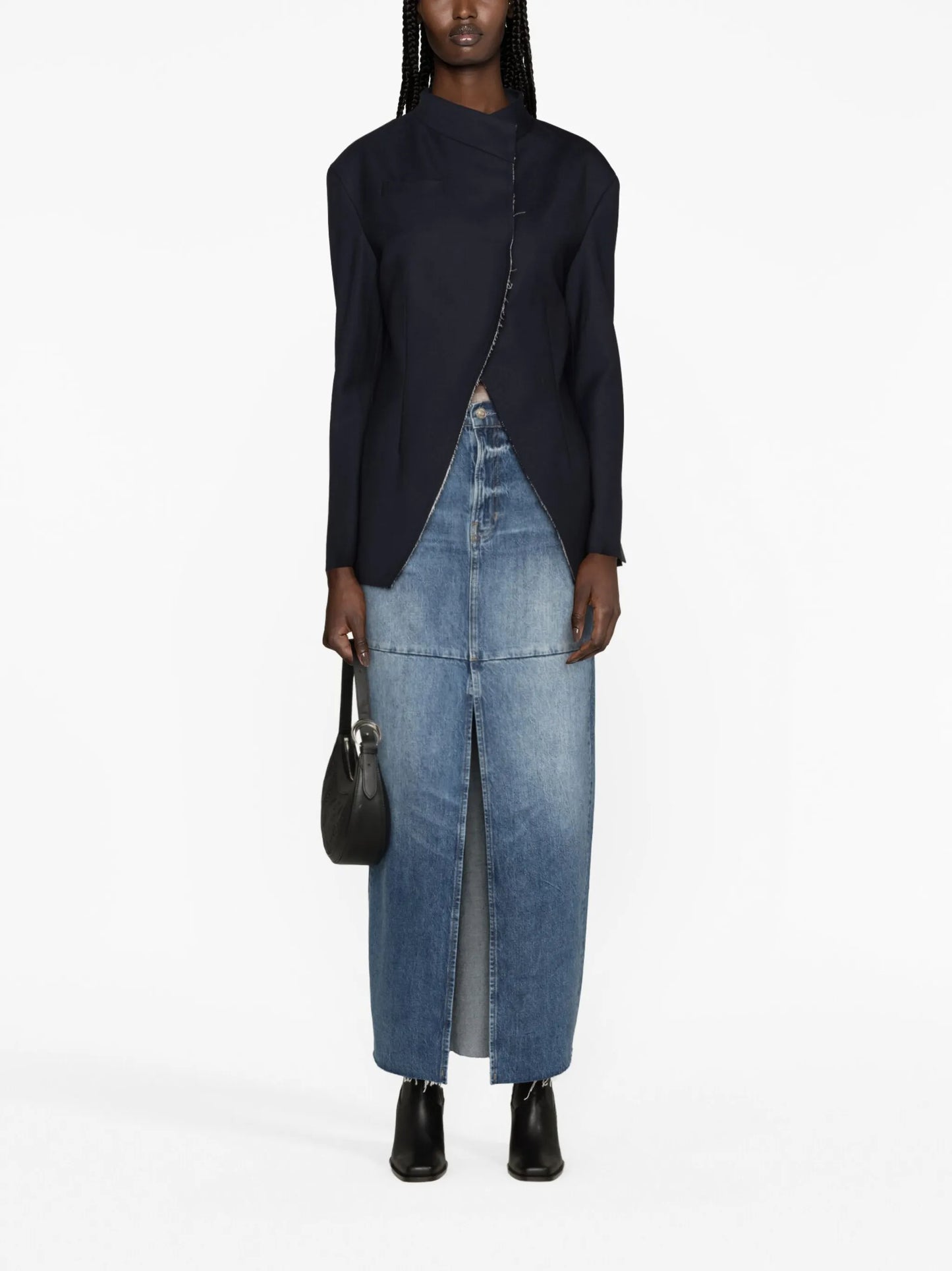 raw-edge single-breasted blazer