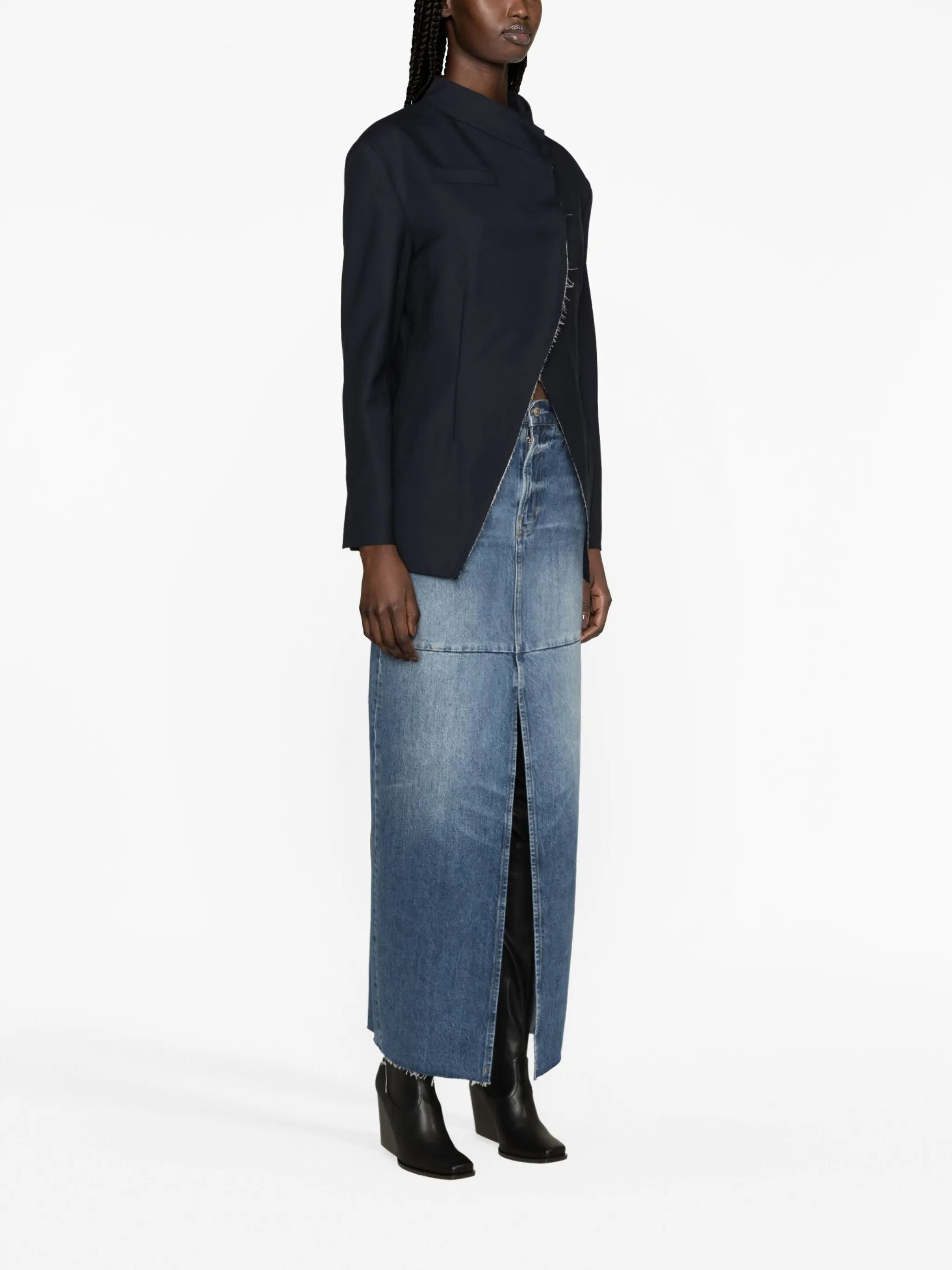 raw-edge single-breasted blazer