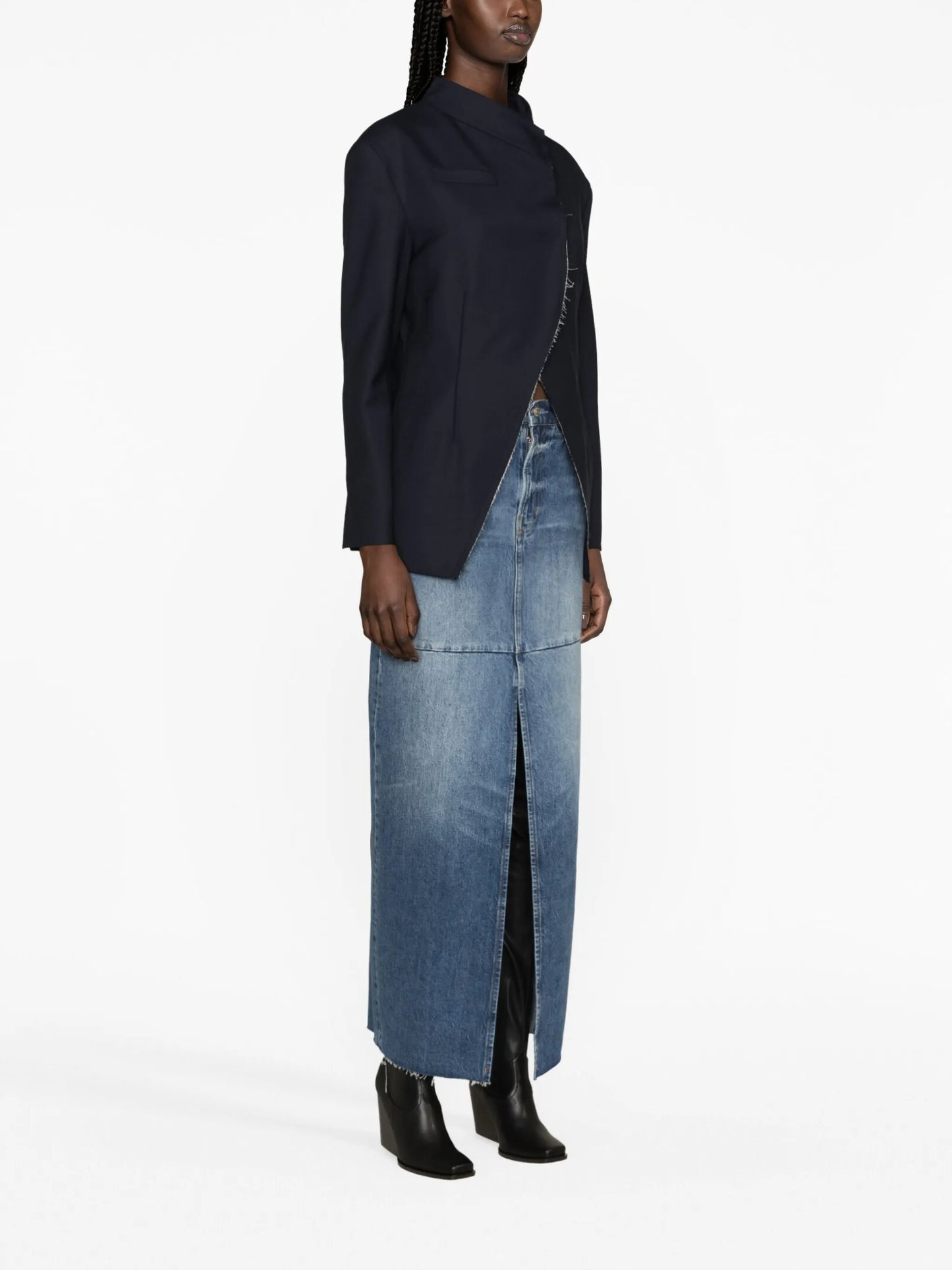 raw-edge single-breasted blazer