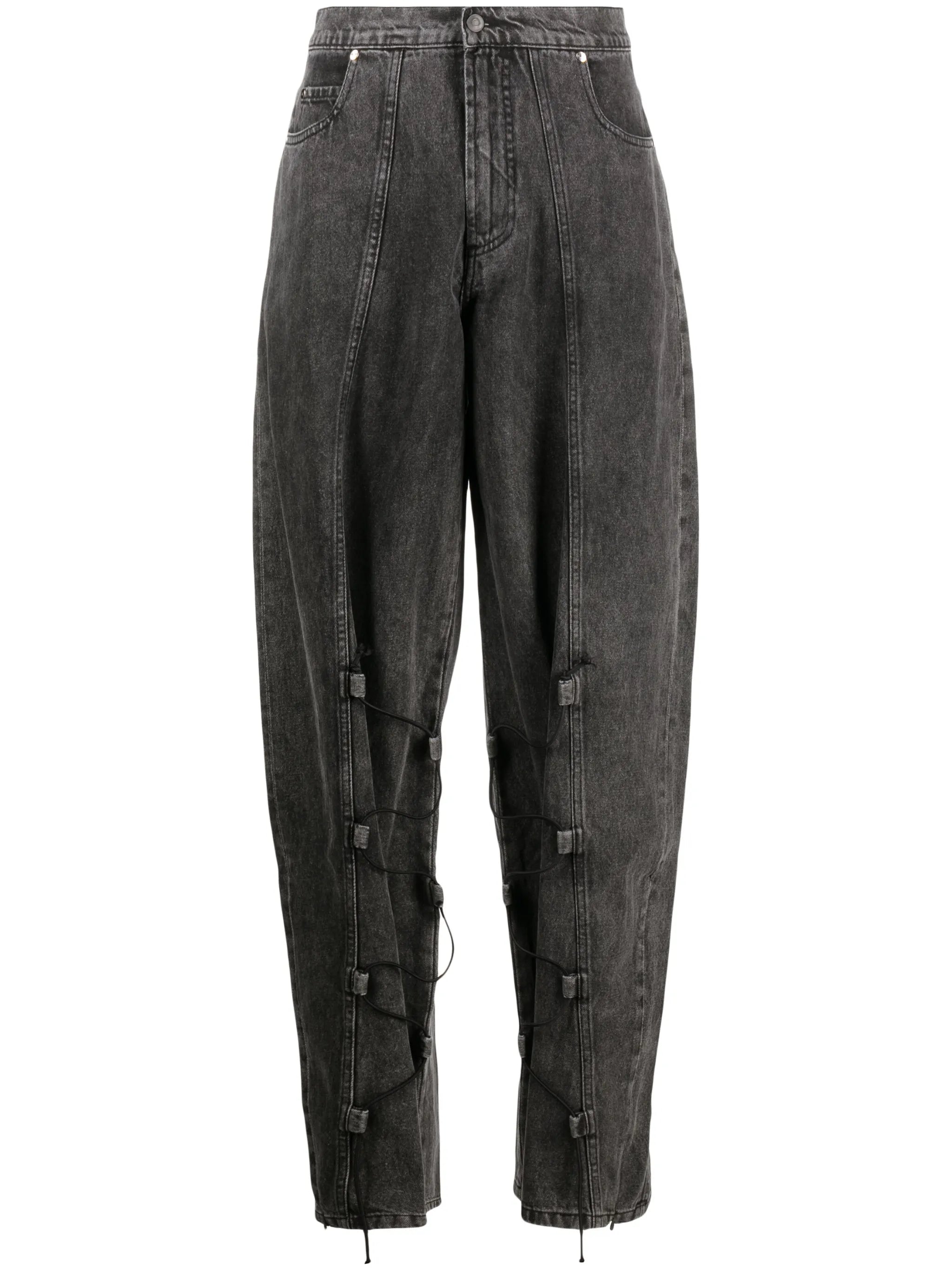 wide-leg drawstring jeans