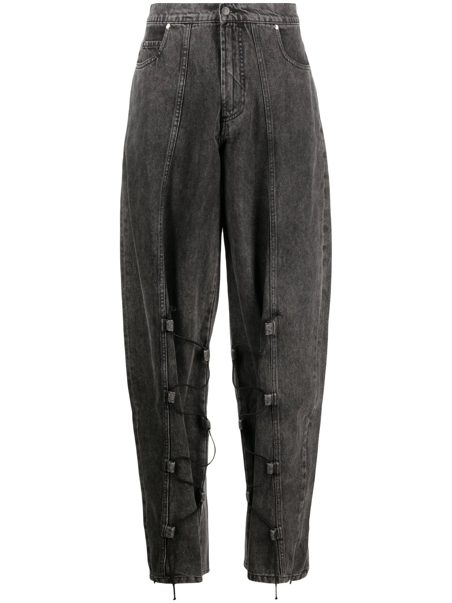 wide-leg drawstring jeans