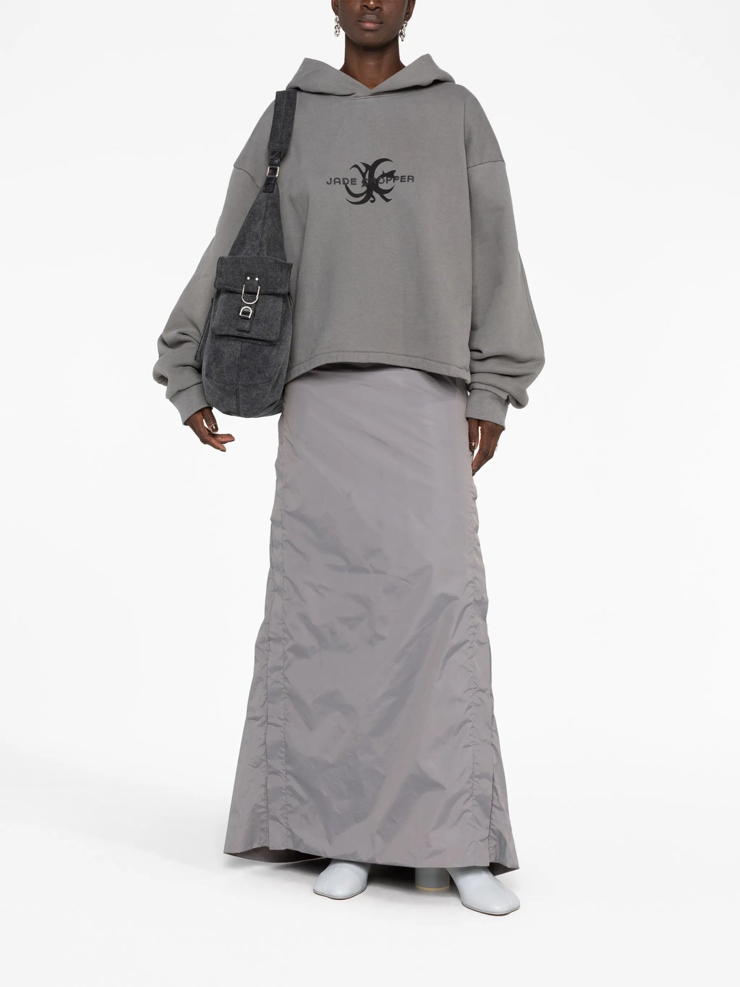 logo-print open-back hooded jumper