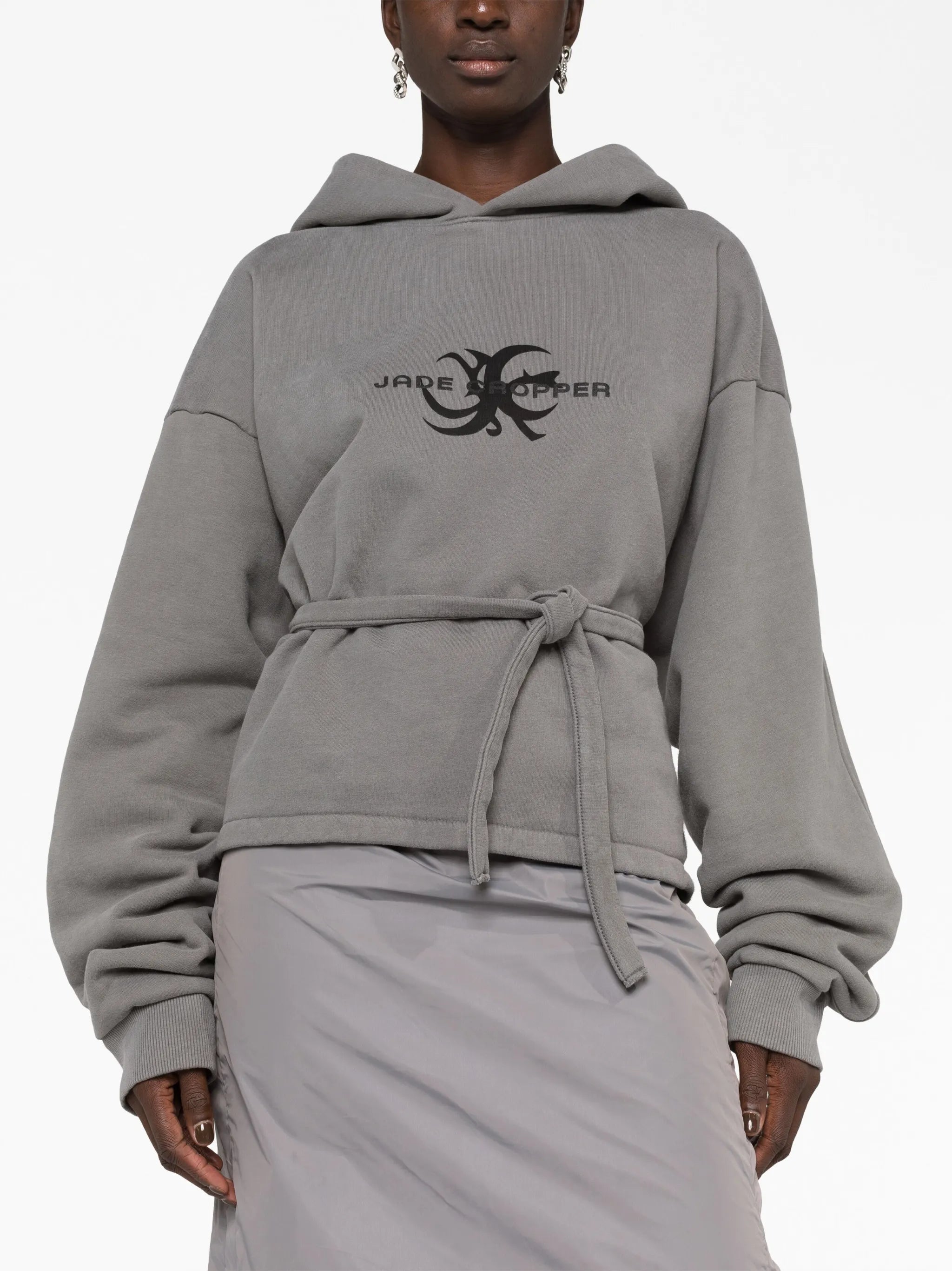 logo-print open-back hooded jumper