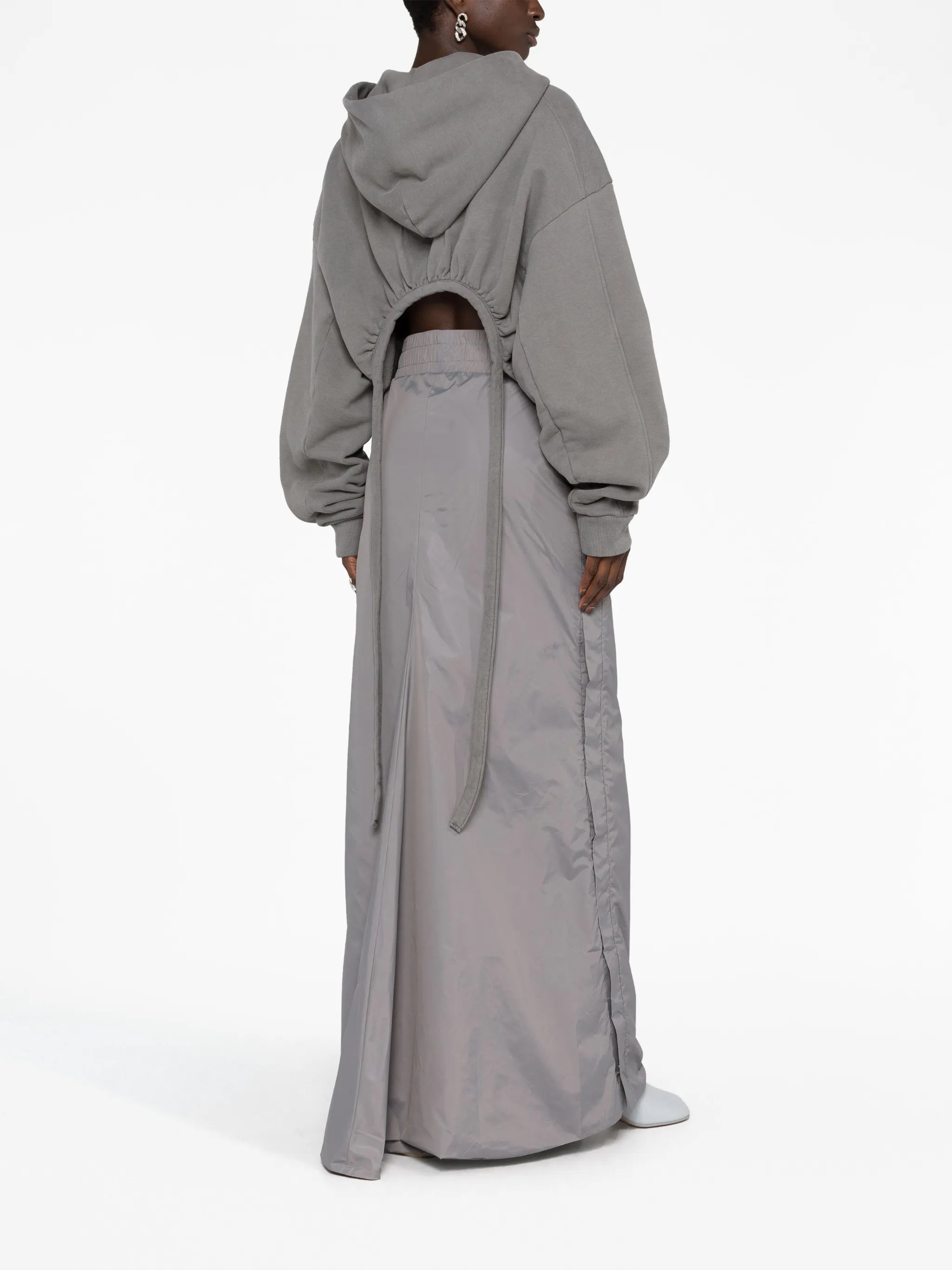 logo-print open-back hooded jumper