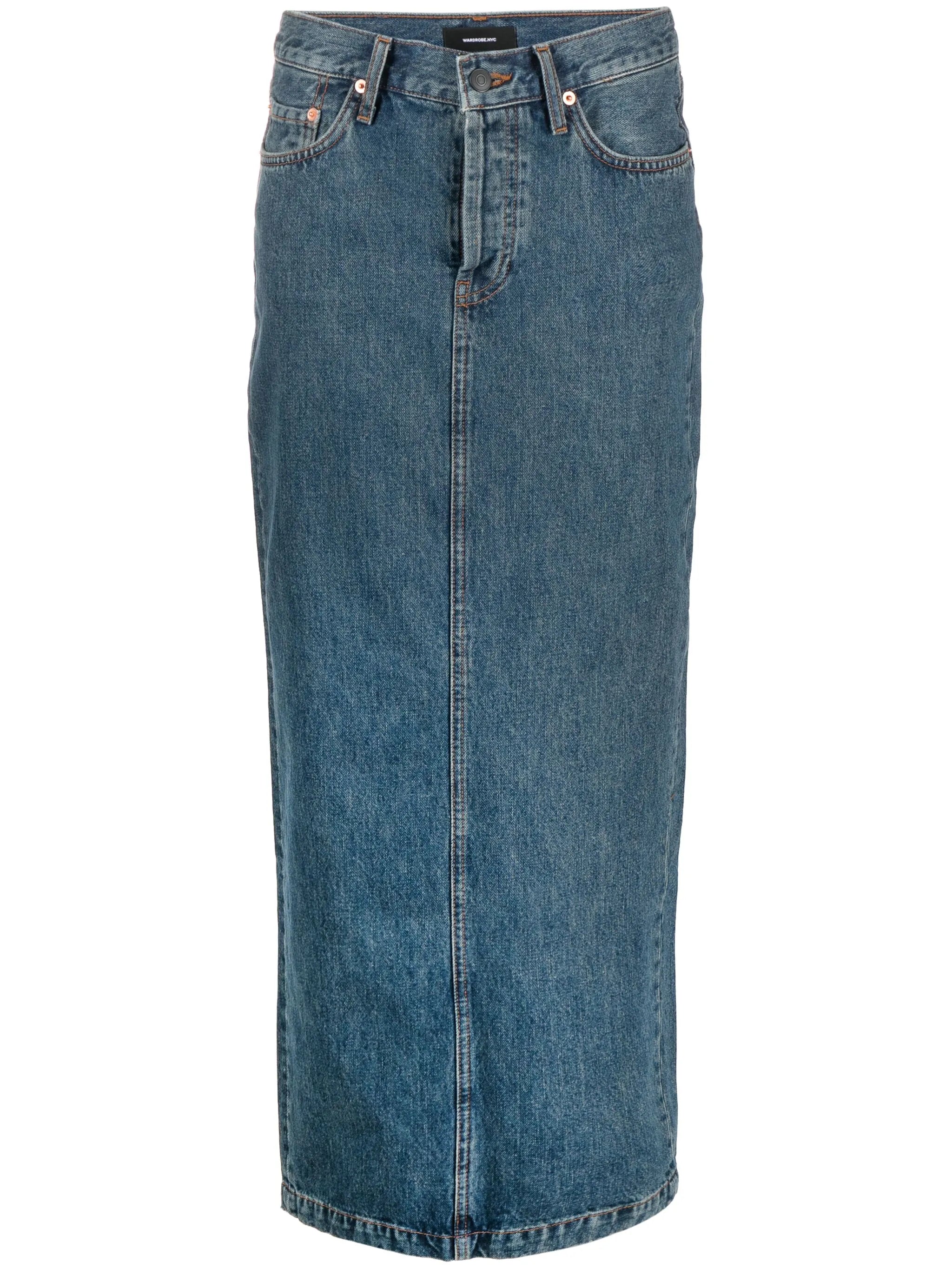 Denim Column maxi skirt