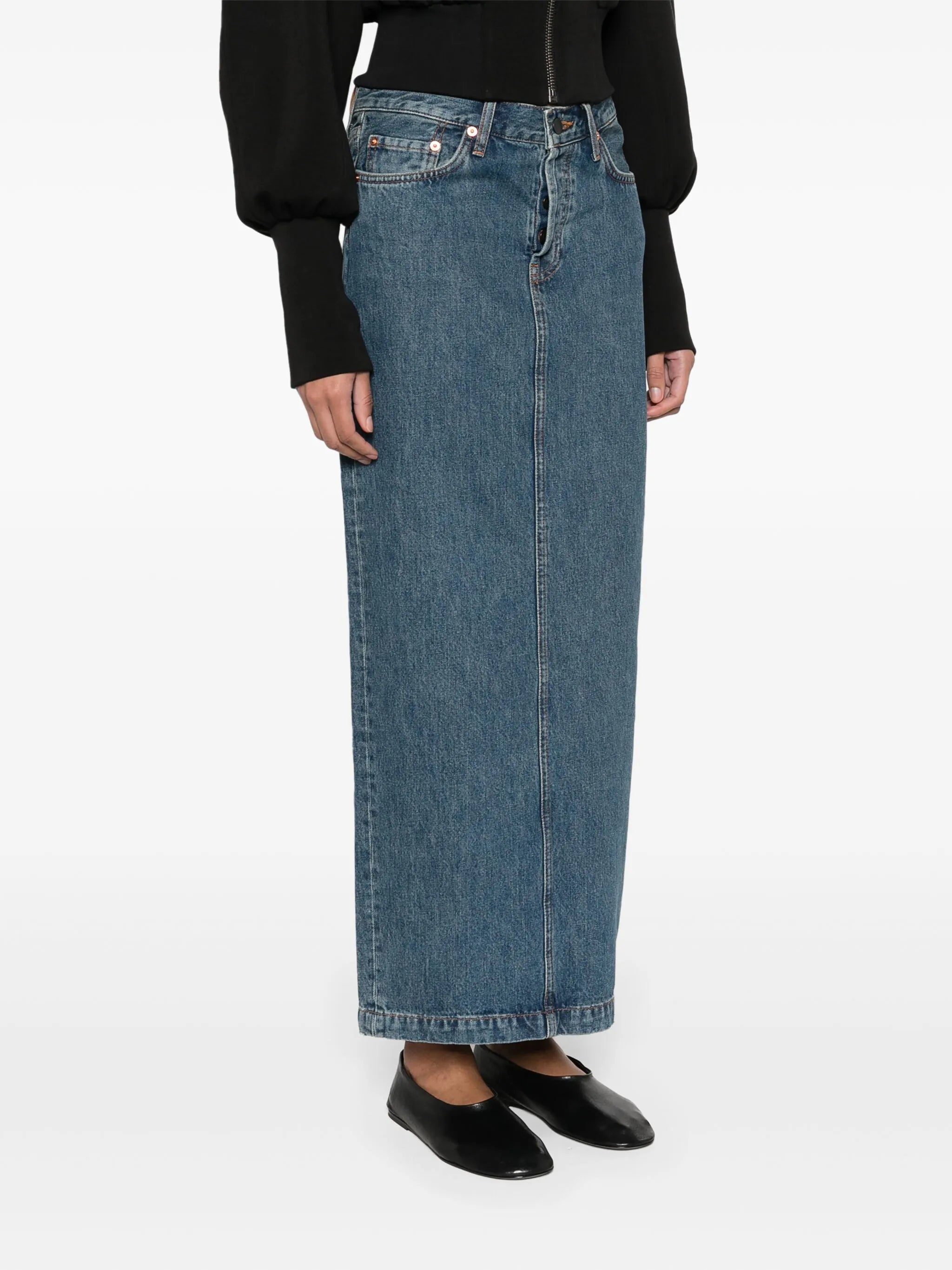 Denim Column maxi skirt