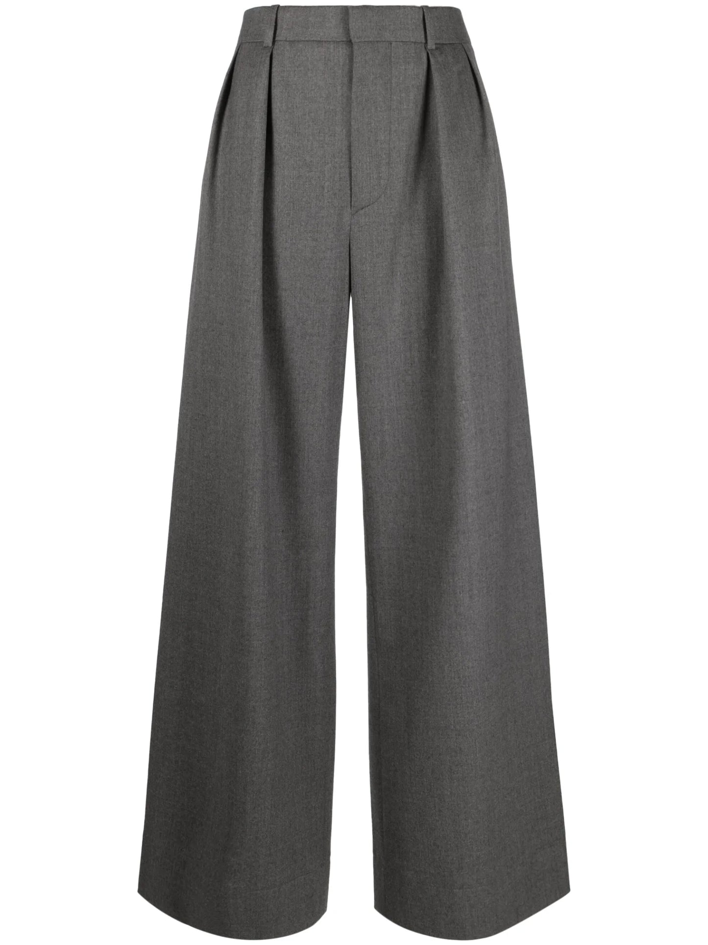 mélange wide-leg wool trousers